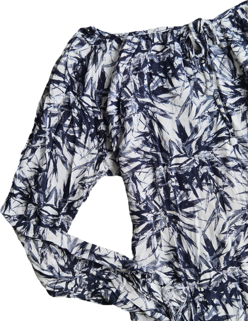 Blouse épaules larges imprimé tropical