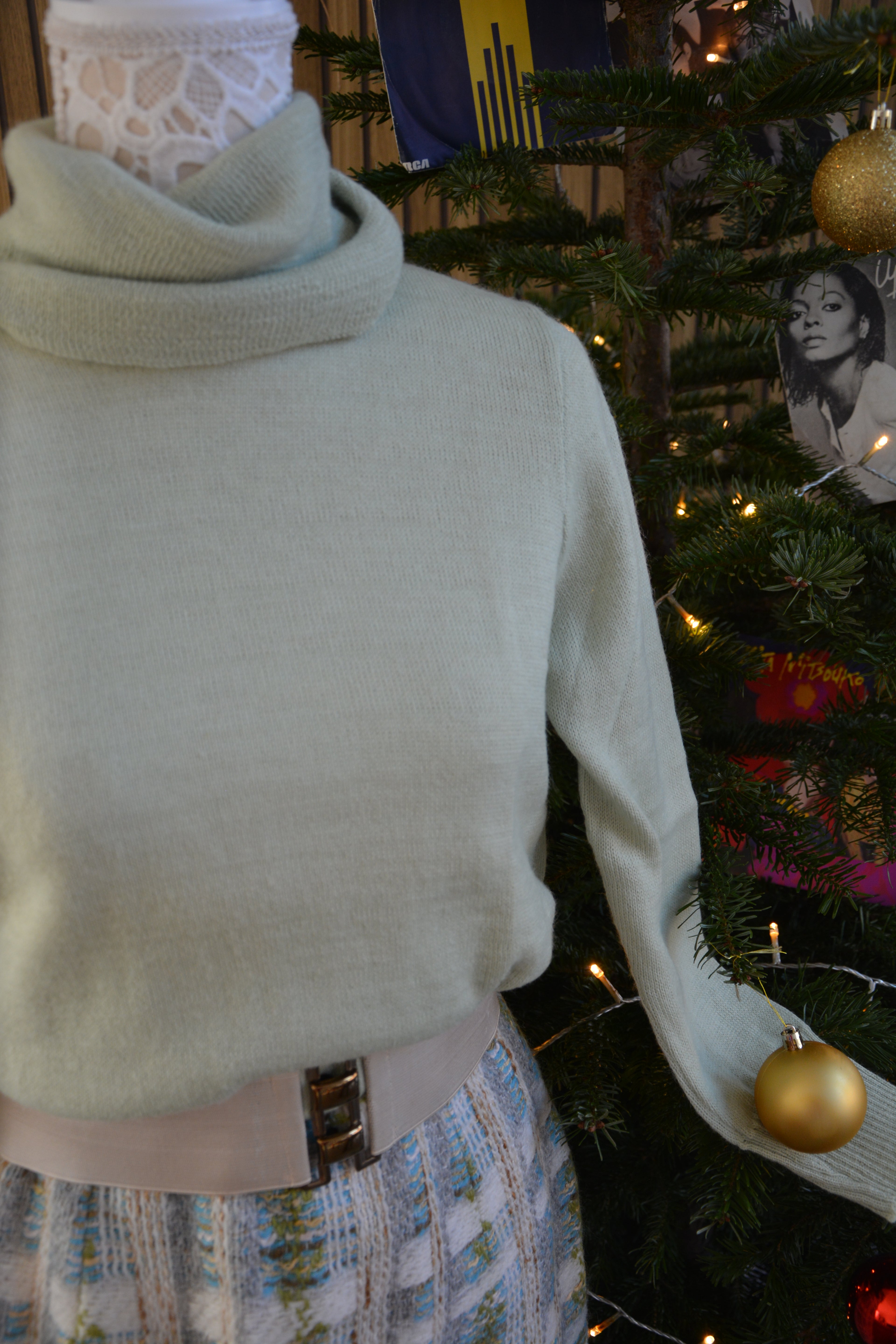 Pull col roulé vert clair - Fabriqué en France