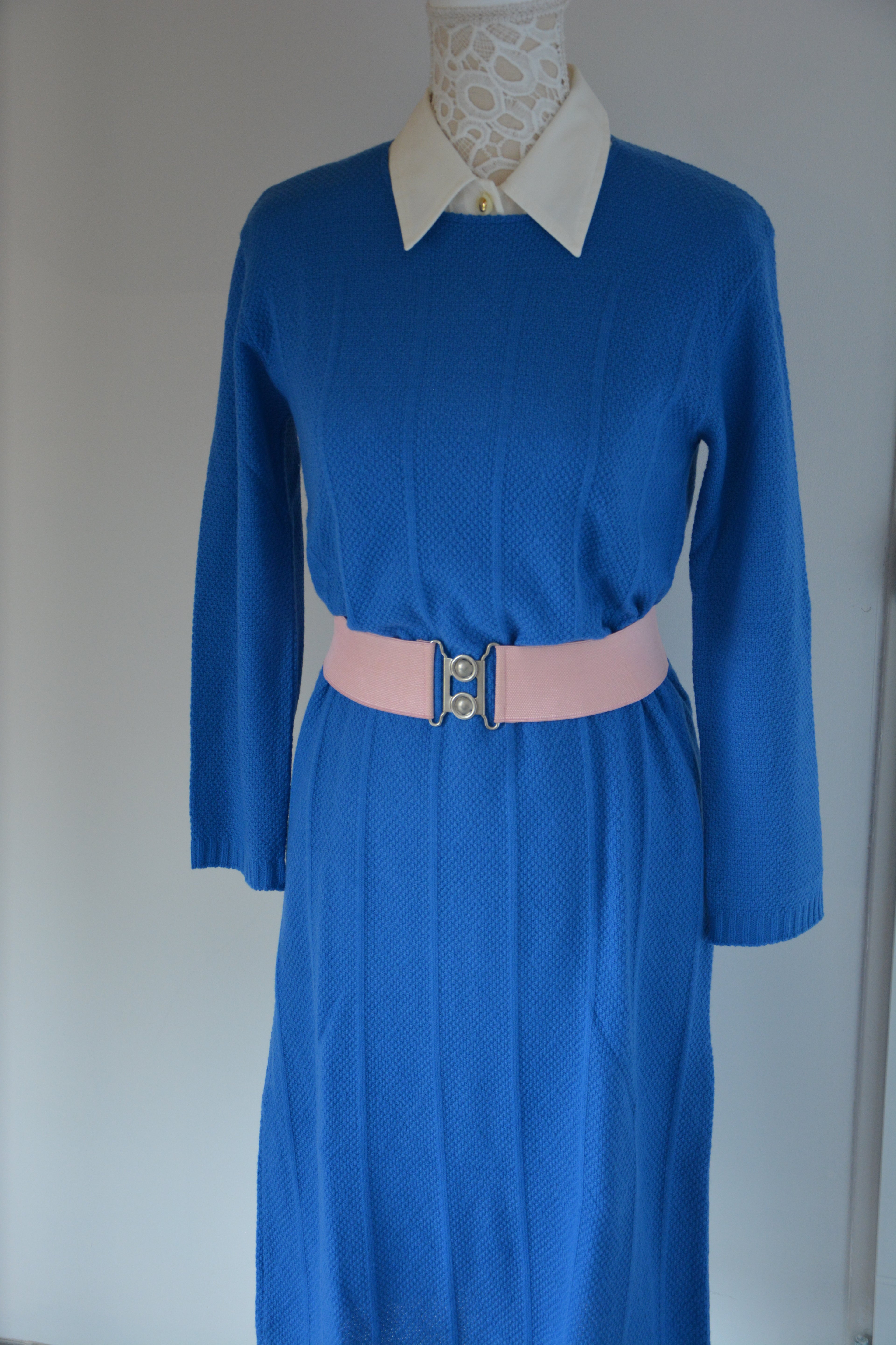 Robe bleue en maille - Fabriquée en France