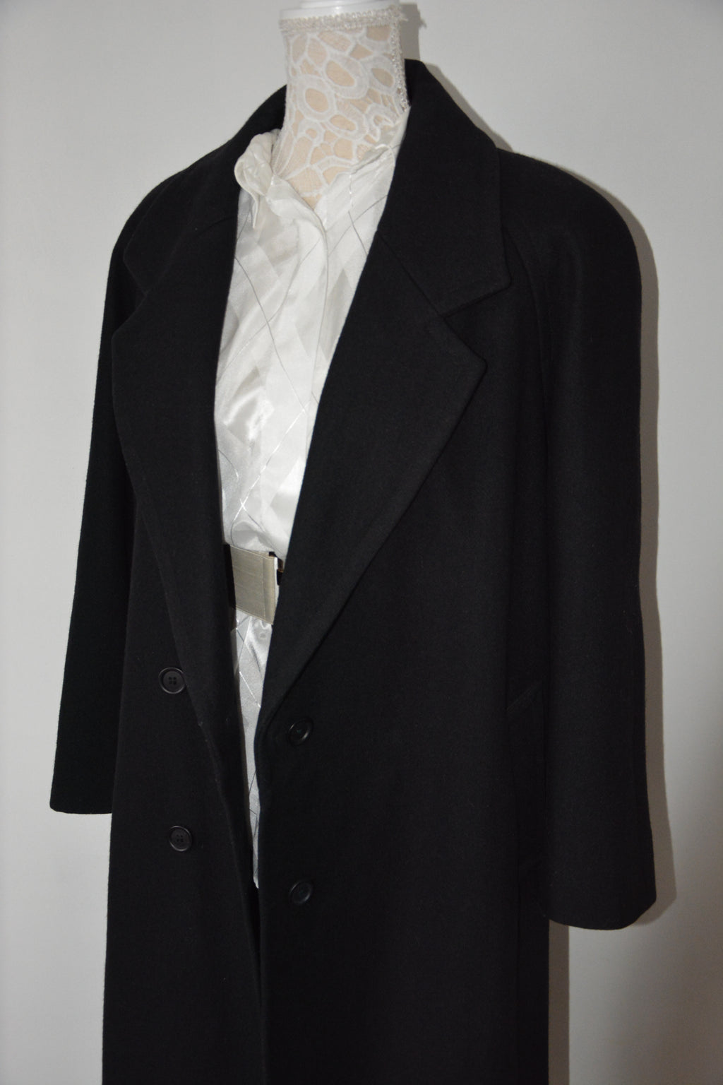 Manteau long noir en Laine