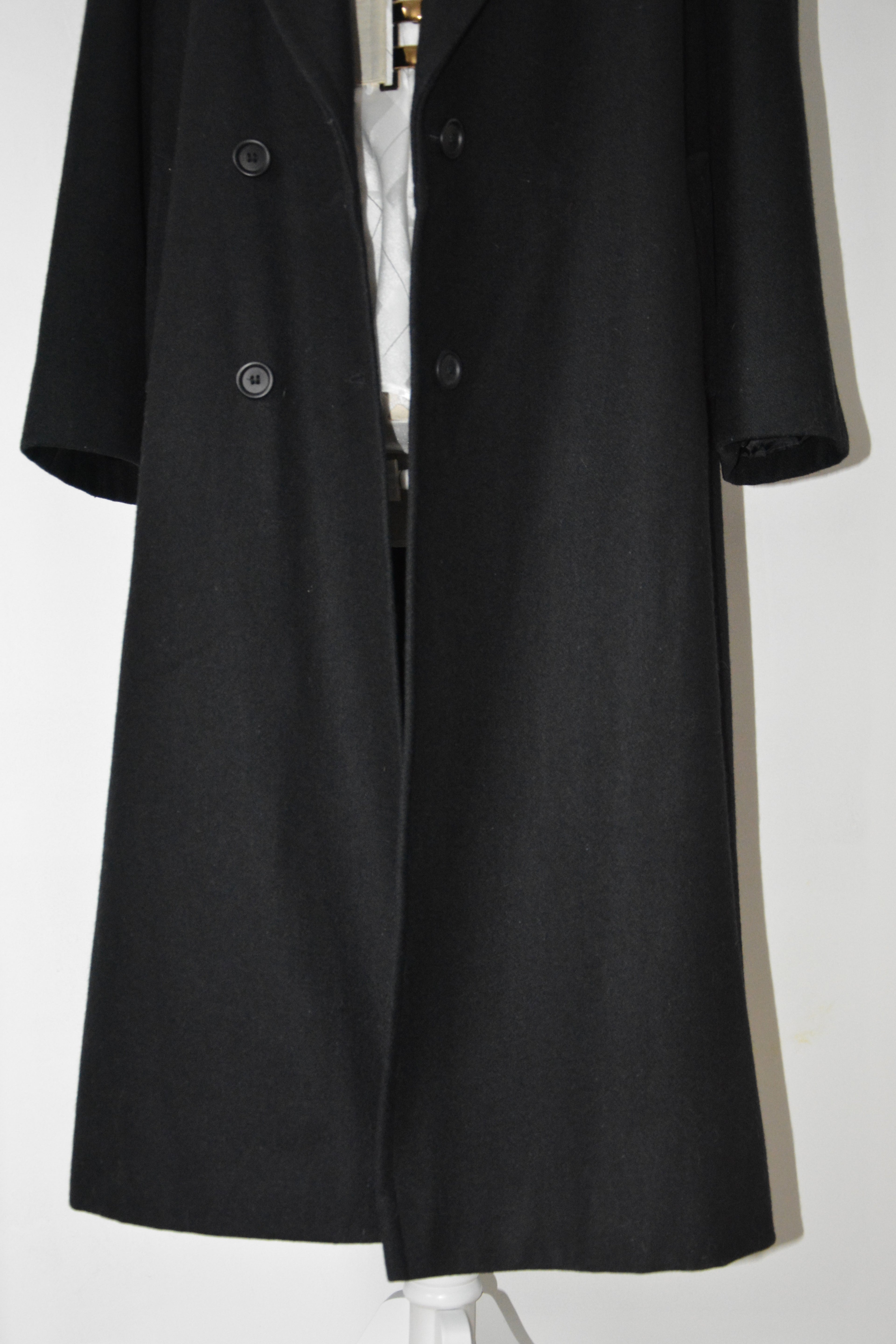Manteau long noir en Laine