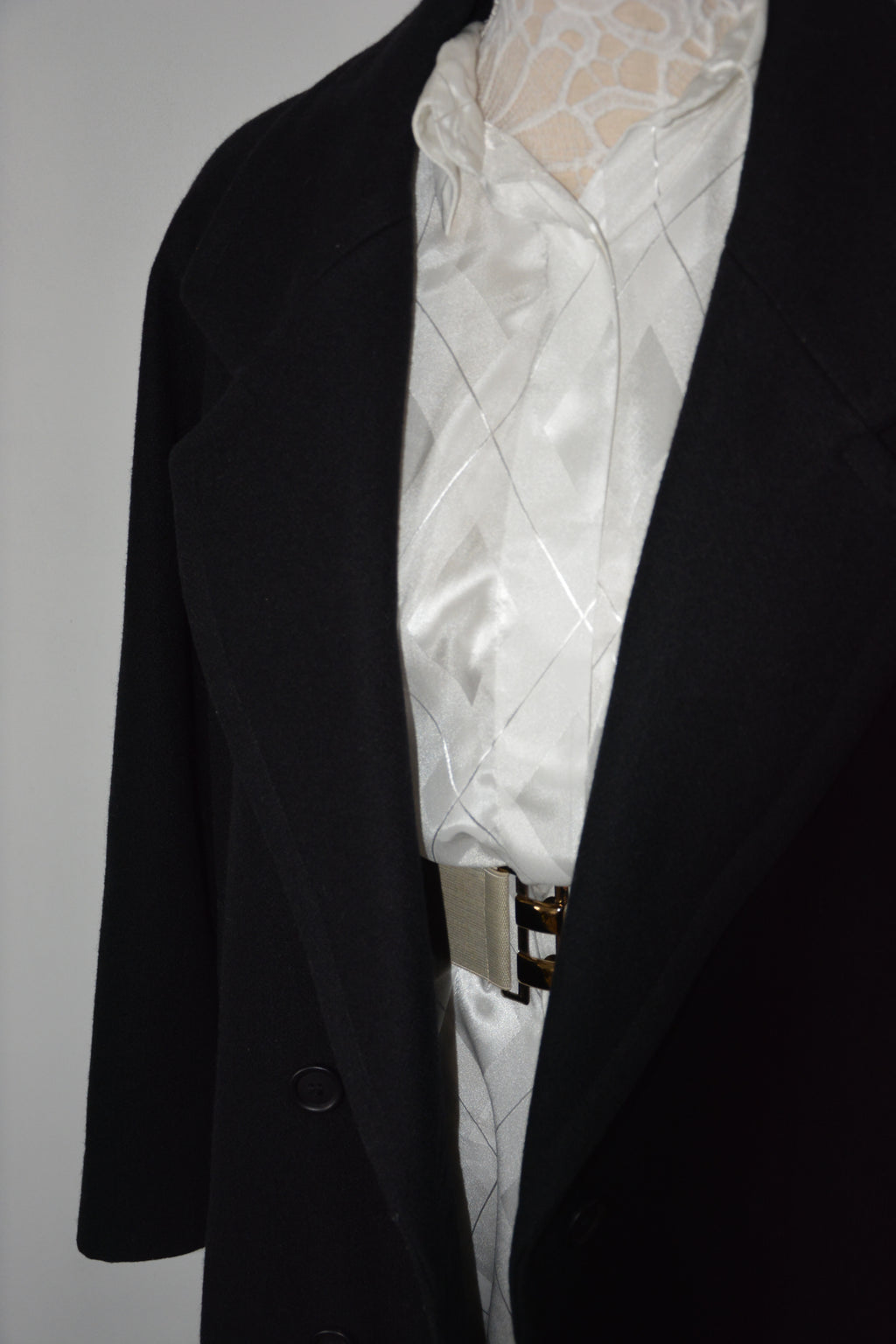 Manteau long noir en Laine