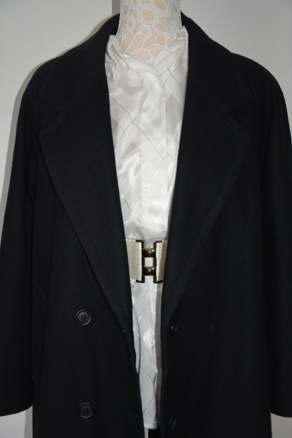 Manteau long noir en Laine