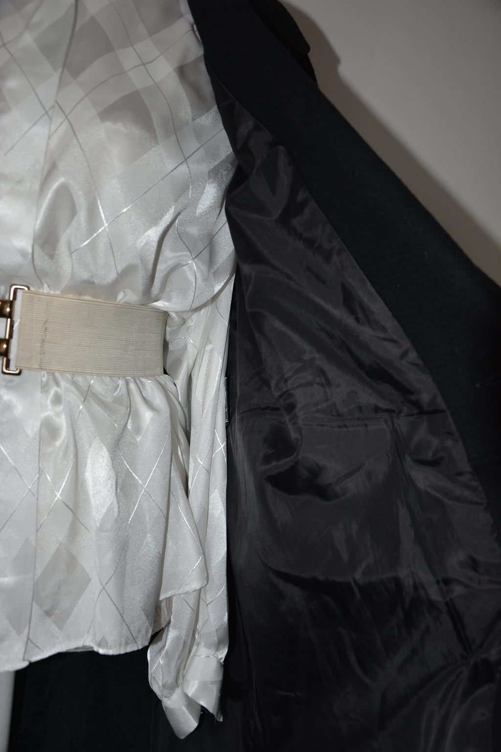 Manteau long noir en Laine