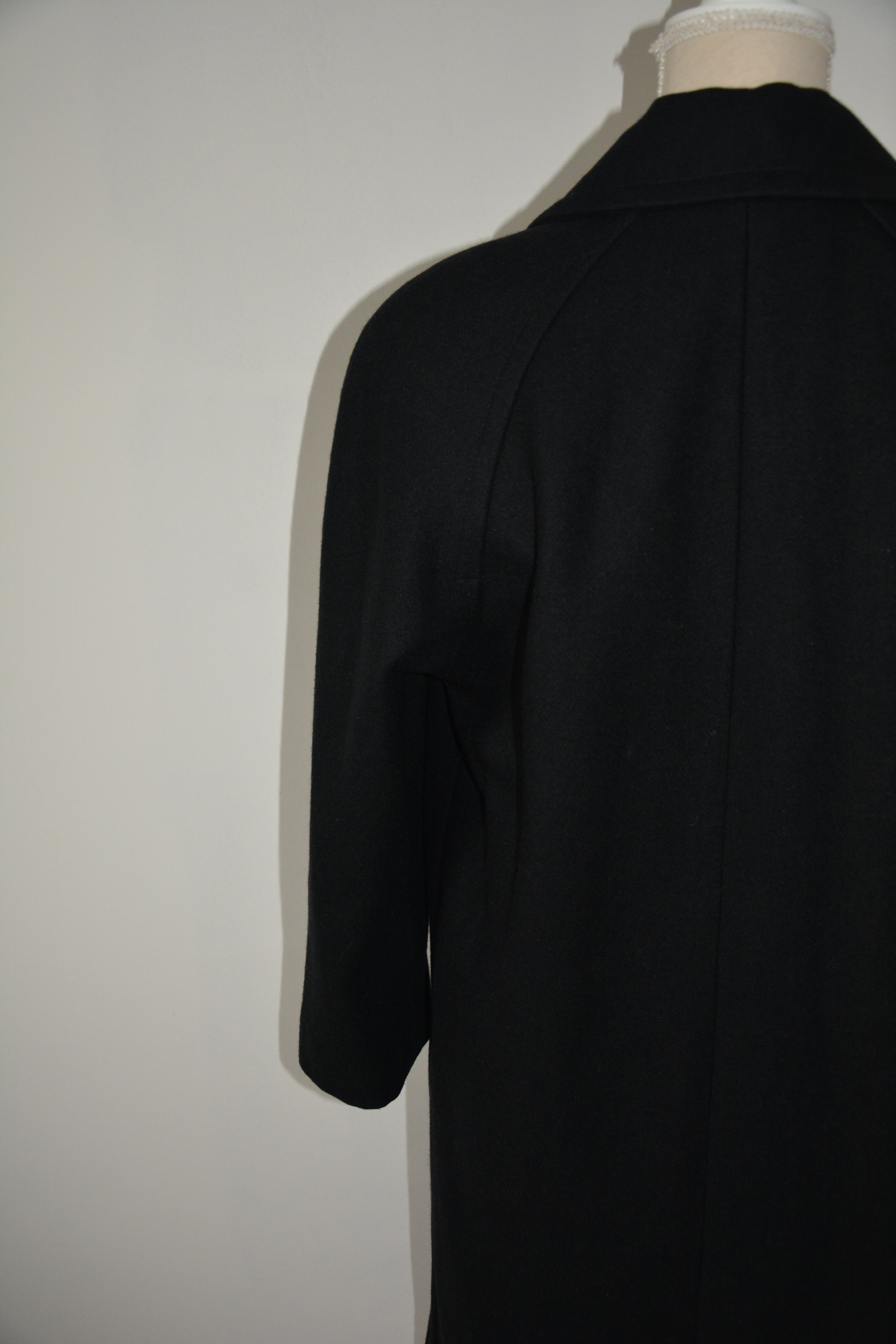 Manteau long noir en Laine