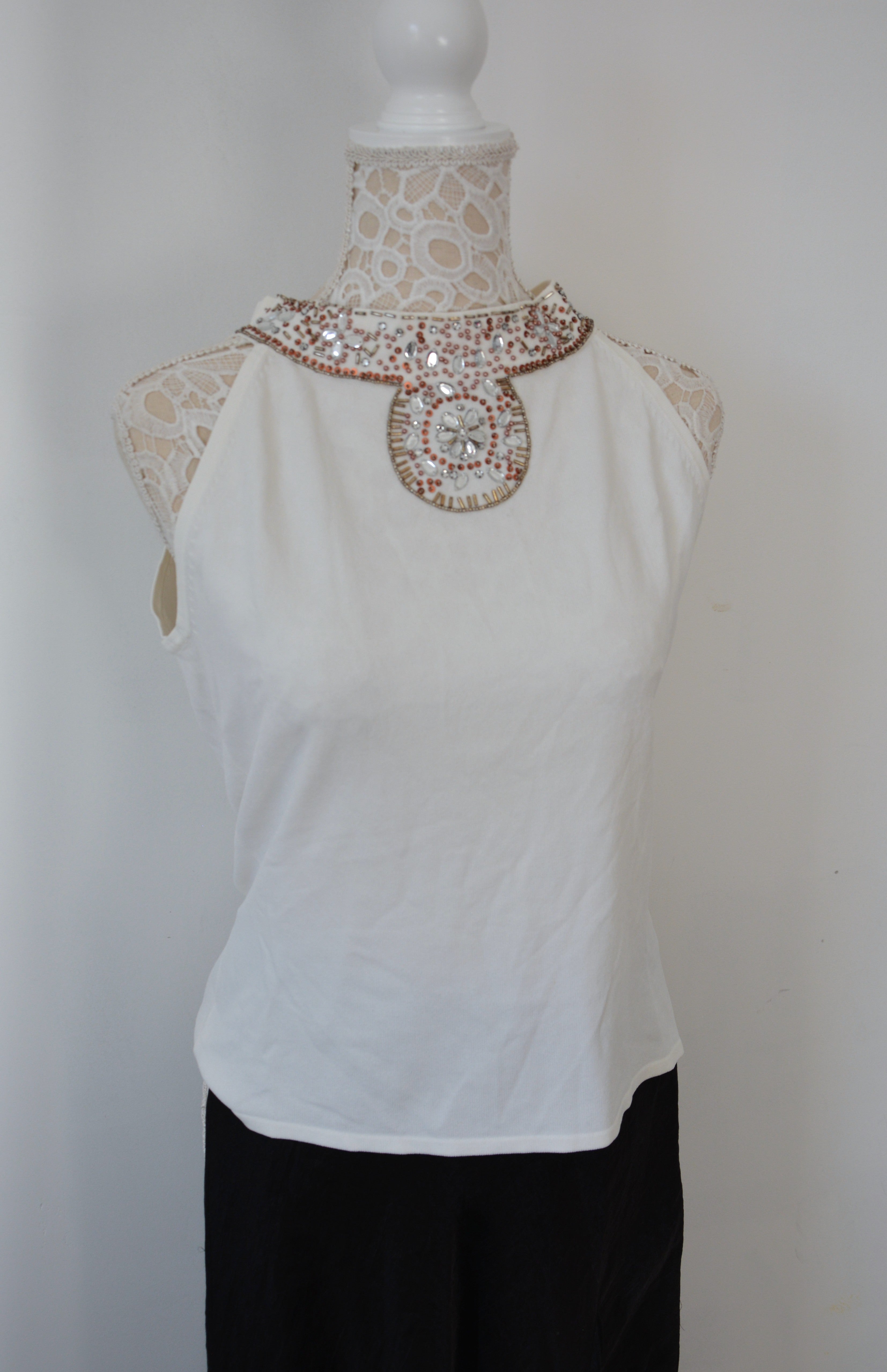 Top débardeur écru à strass