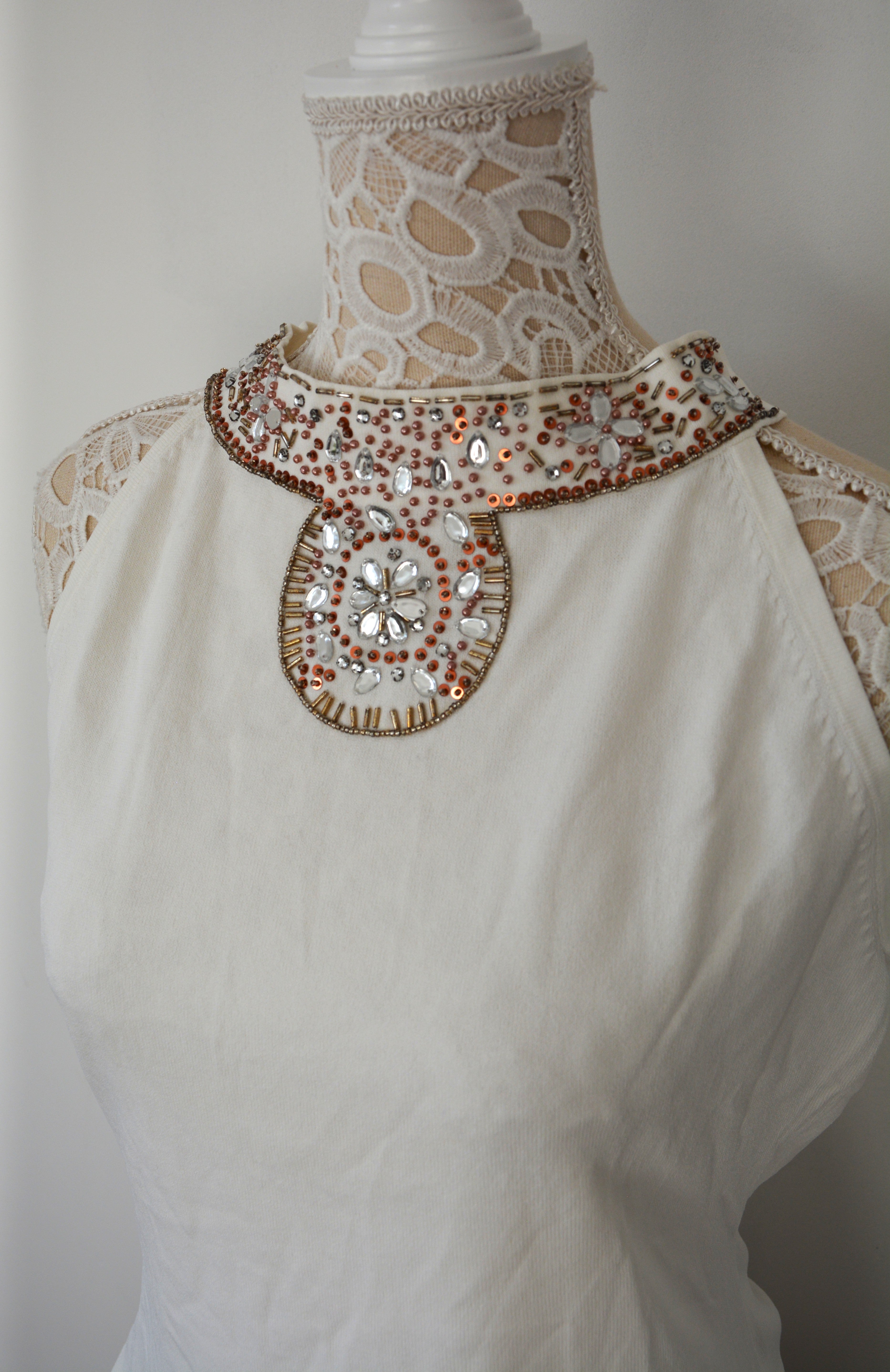 Top débardeur écru à strass