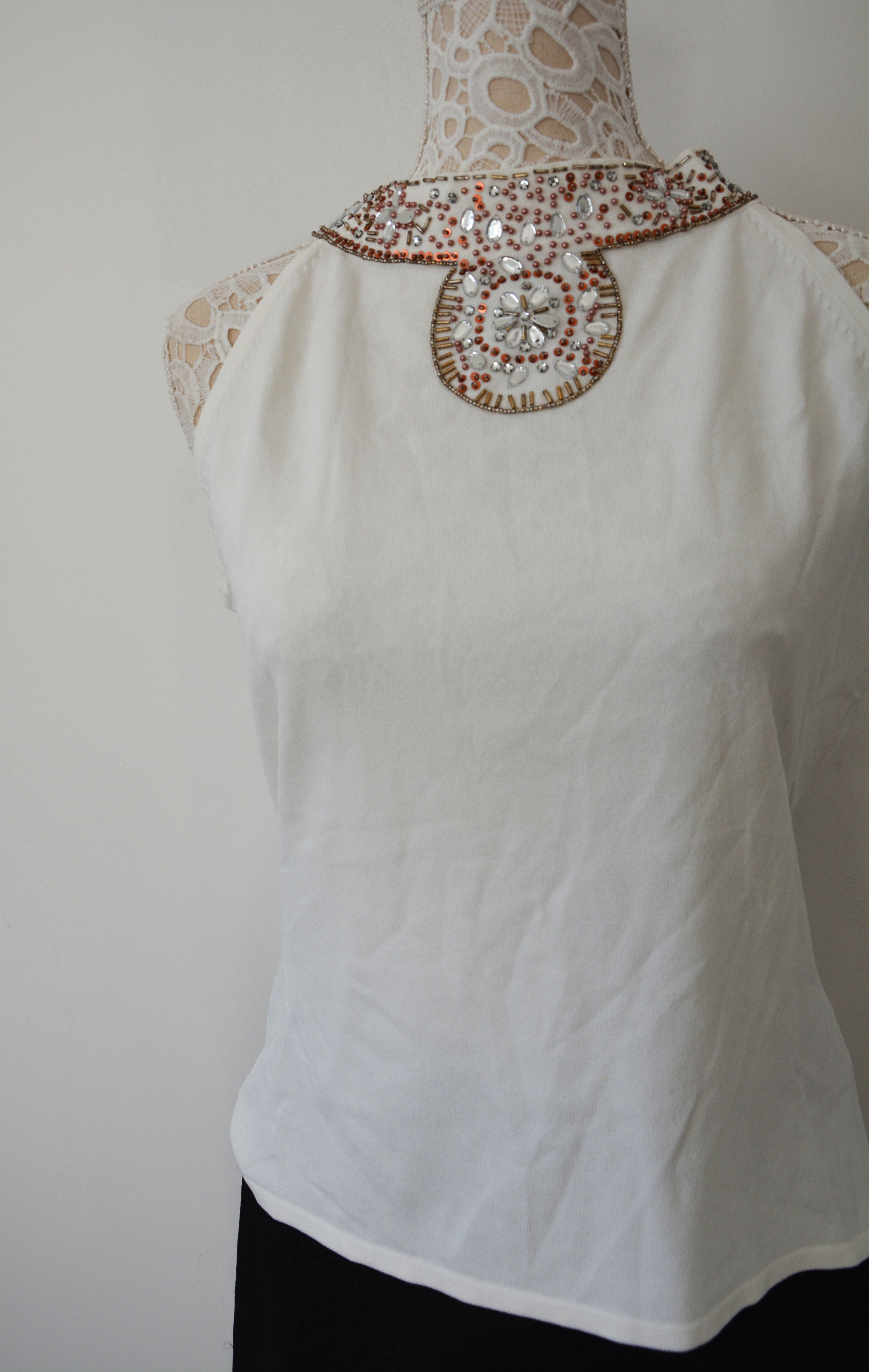 Top débardeur écru à strass