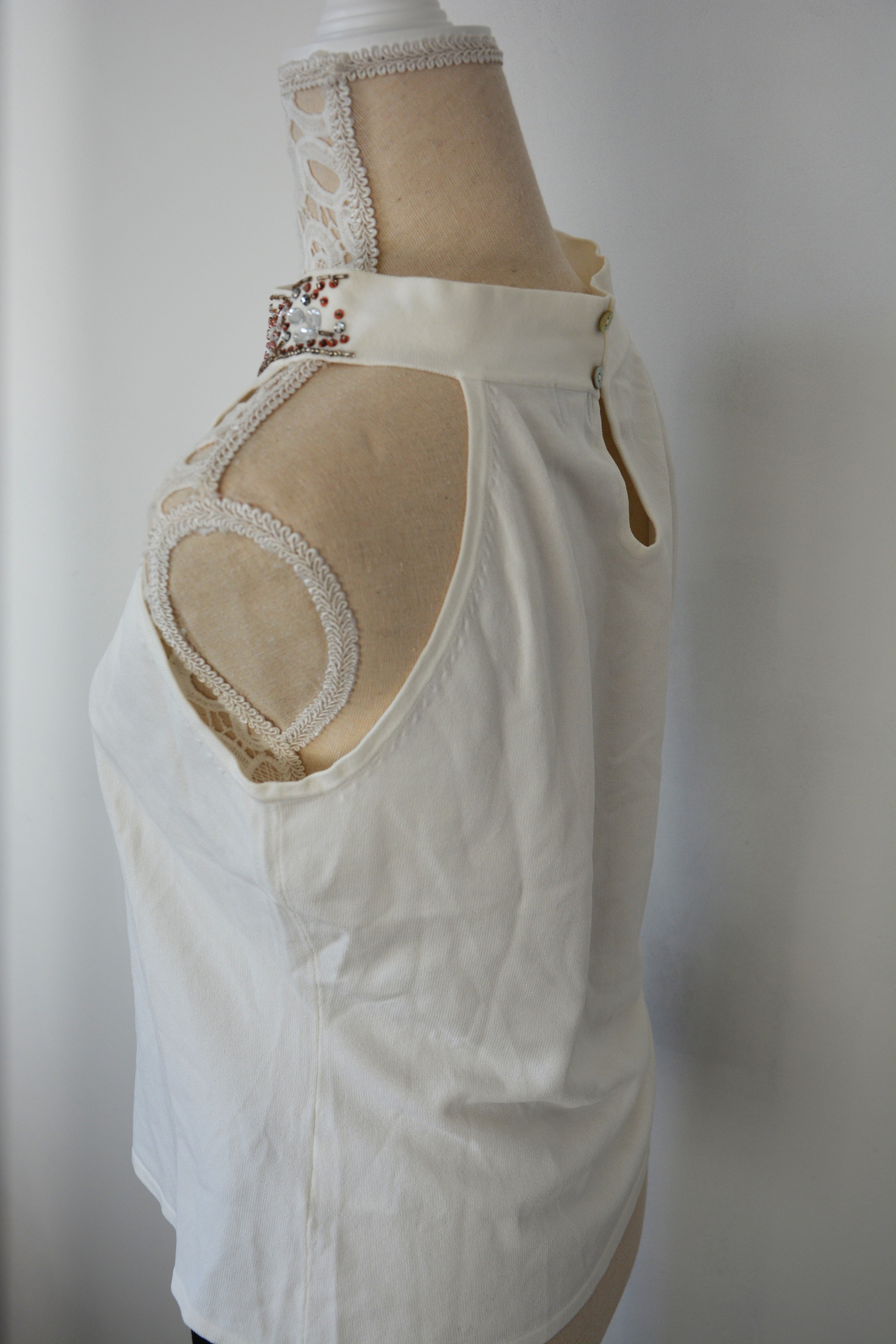 Top débardeur écru à strass