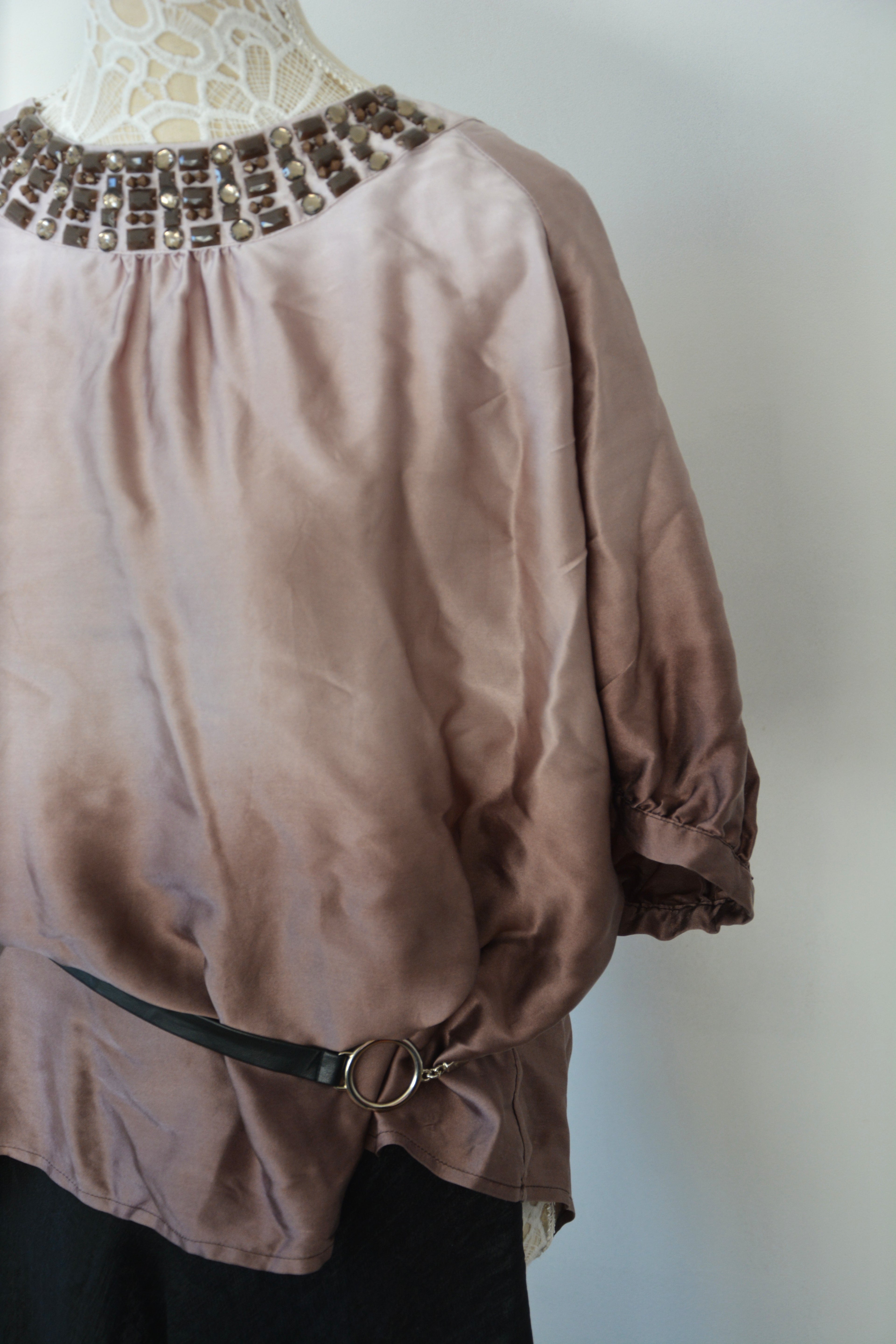 Top marron glacé en soie