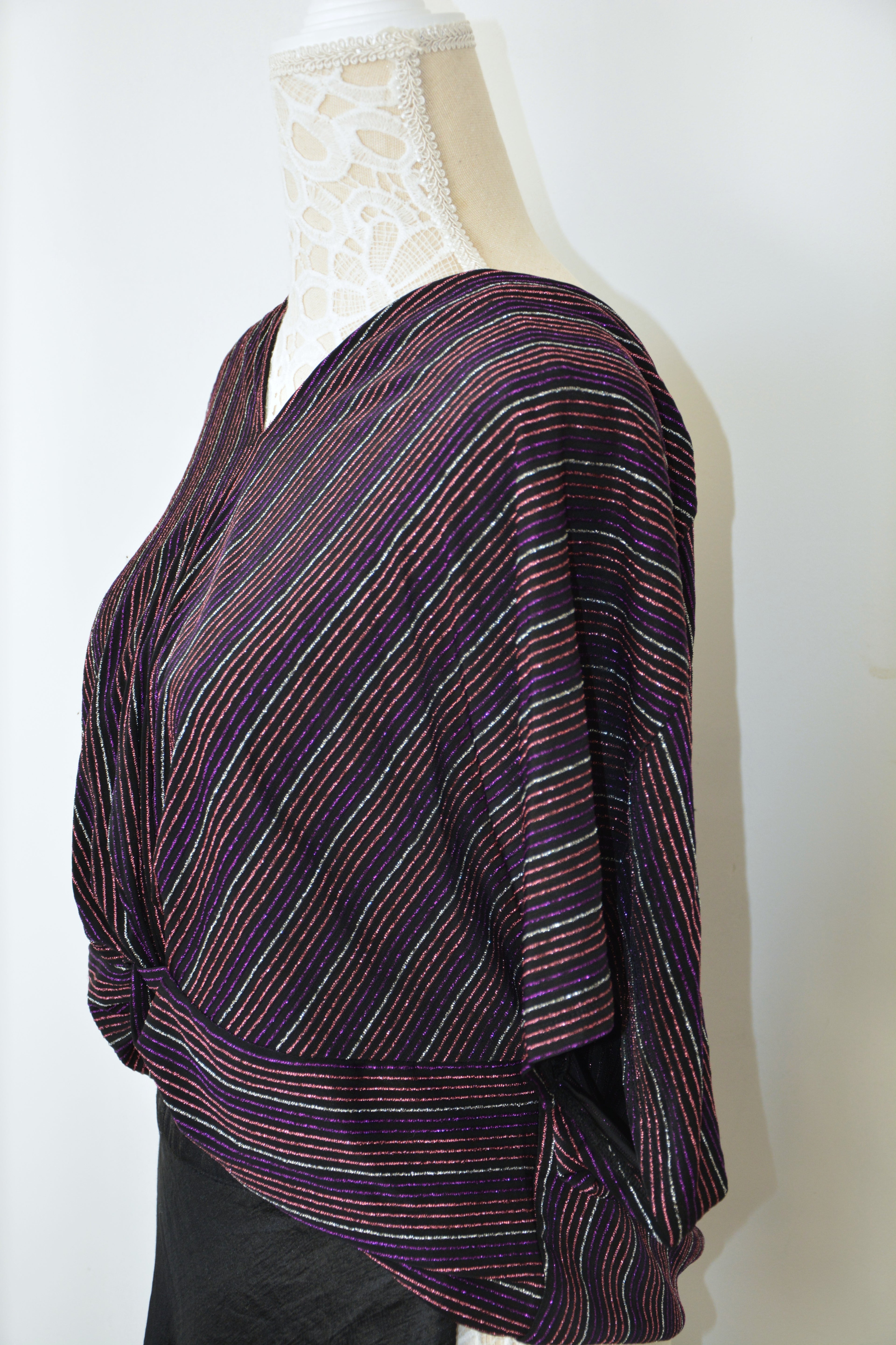 Top manches chauves-souris à paillettes