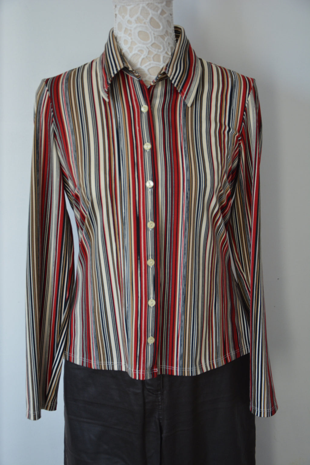 Chemise retro imprimé rayures 