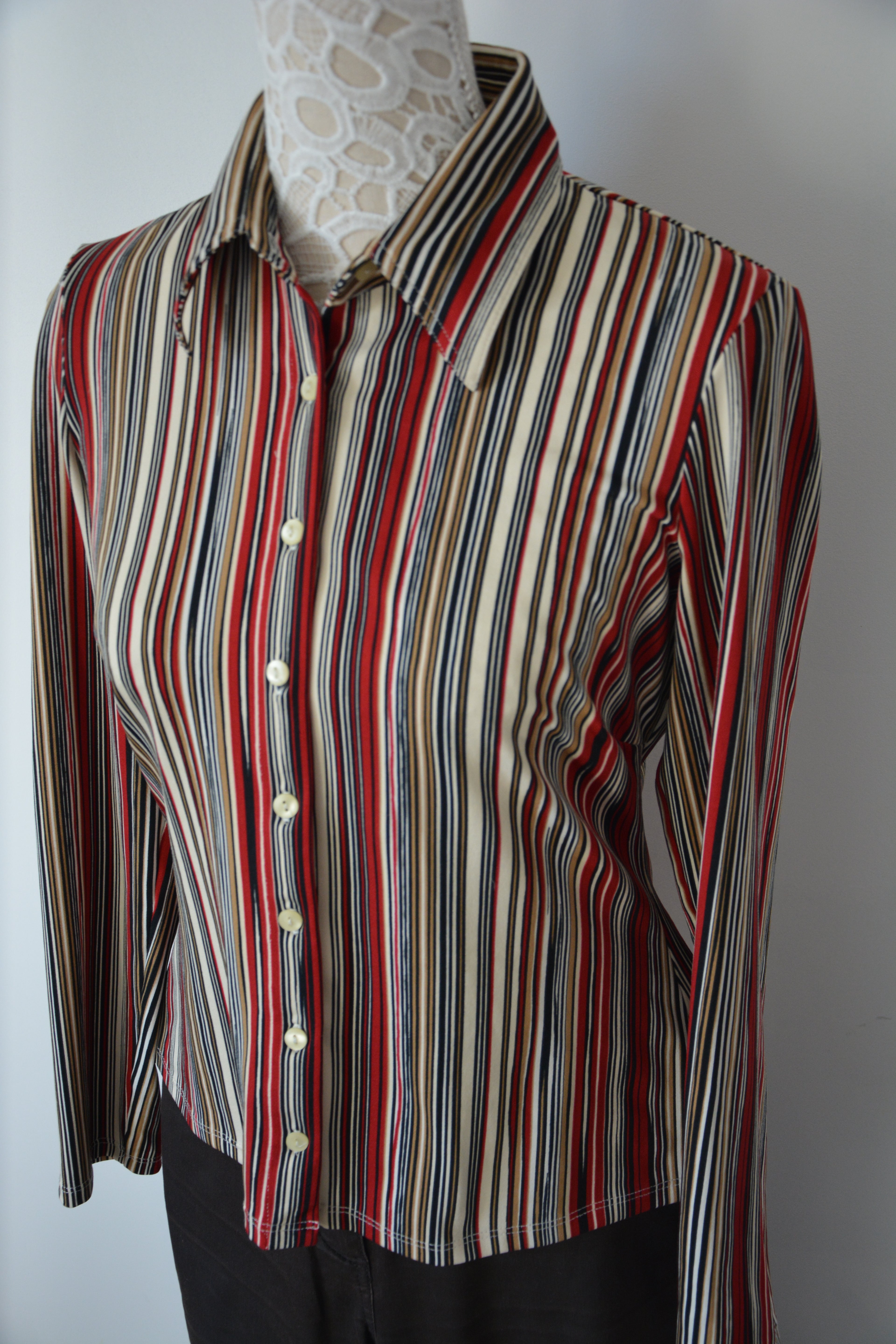 Chemise retro imprimé rayures 