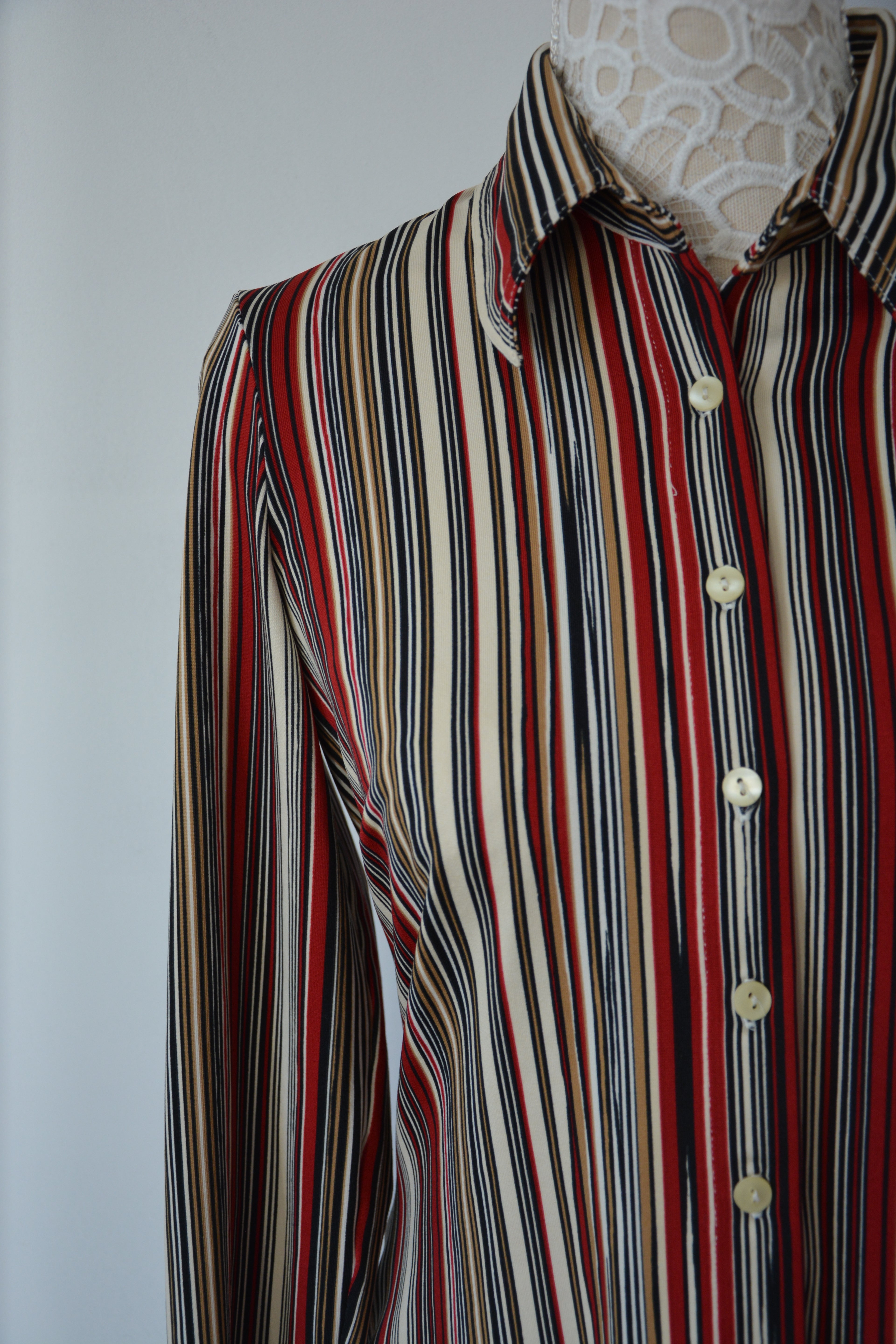 Chemise retro imprimé rayures 