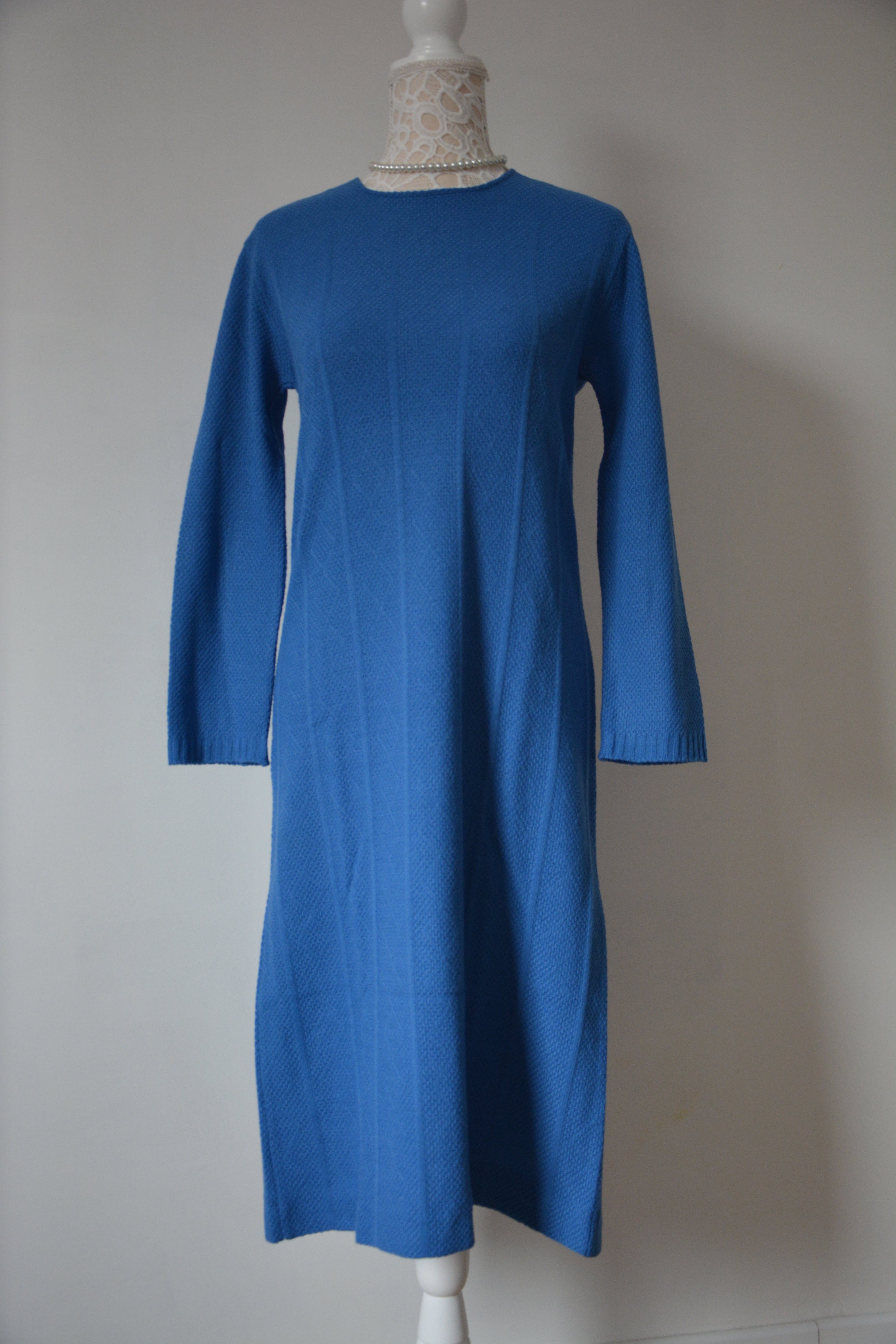 Robe bleue en maille - Fabriquée en France