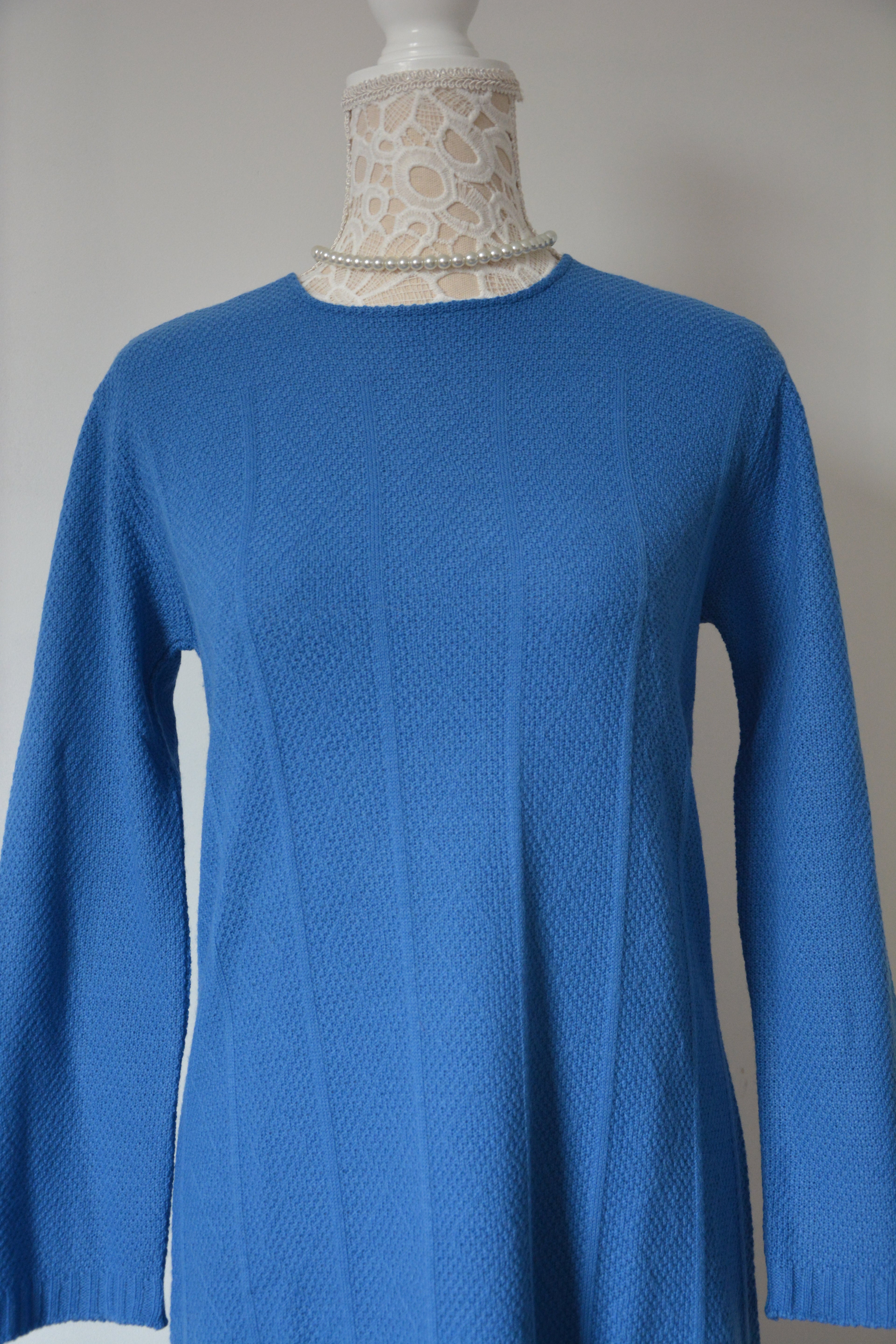 Robe bleue en maille - Fabriquée en France