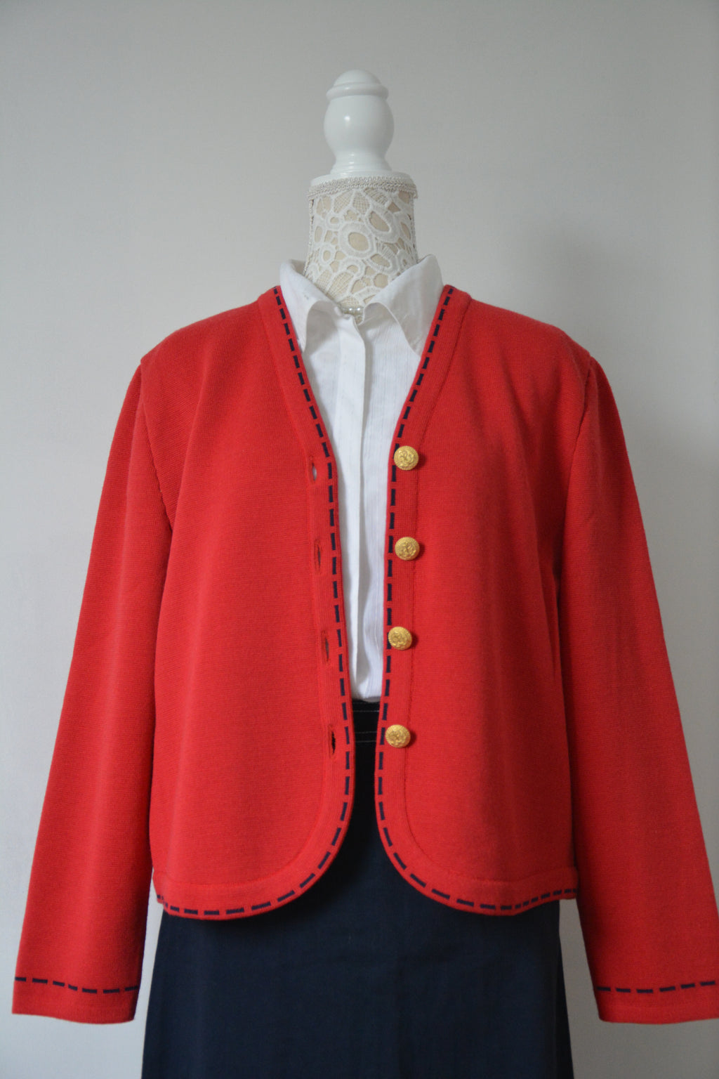 Cardigan rouge en laine - Fabriqué en France