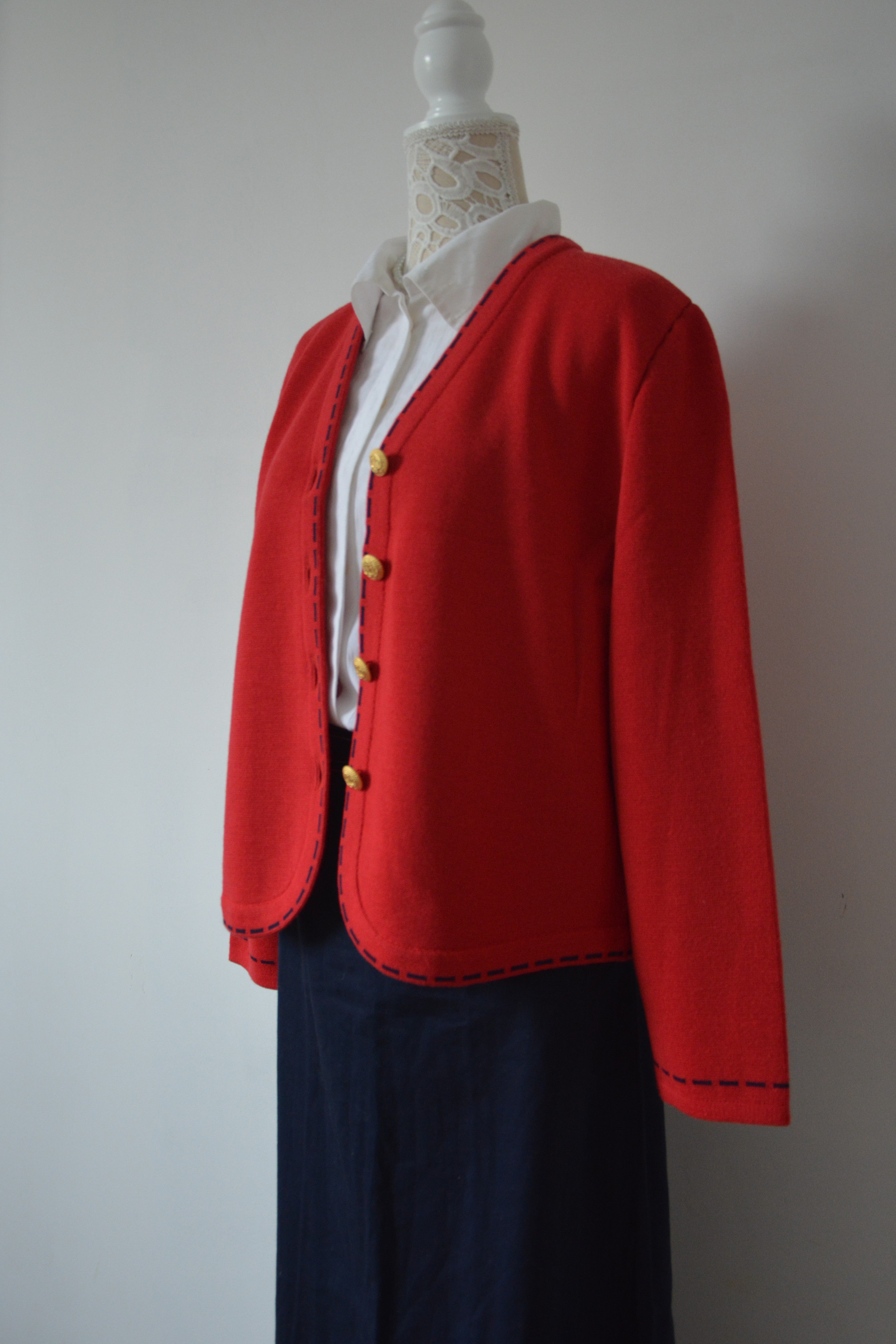 Cardigan rouge en laine - Fabriqué en France