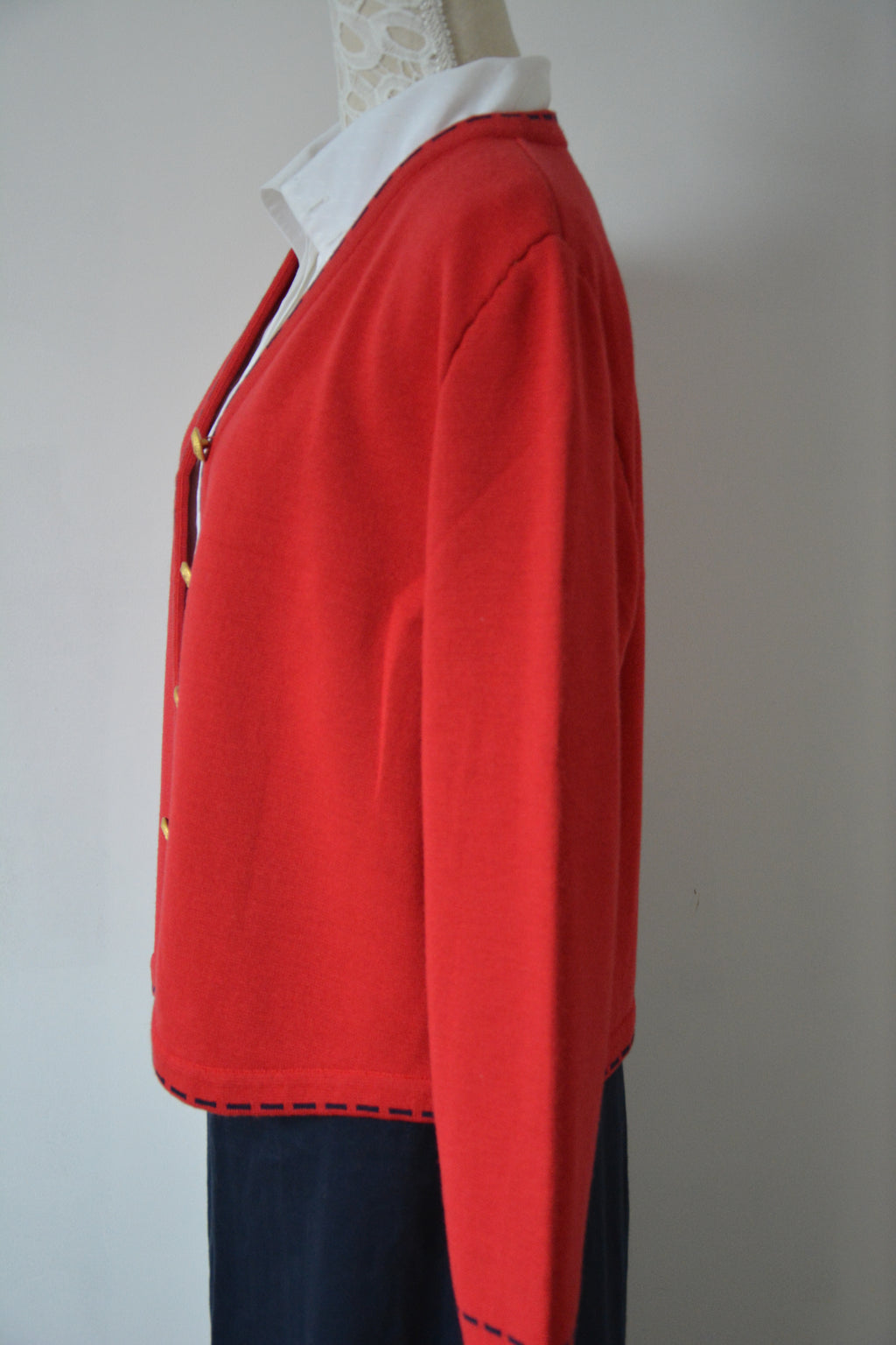 Cardigan rouge en laine - Fabriqué en France