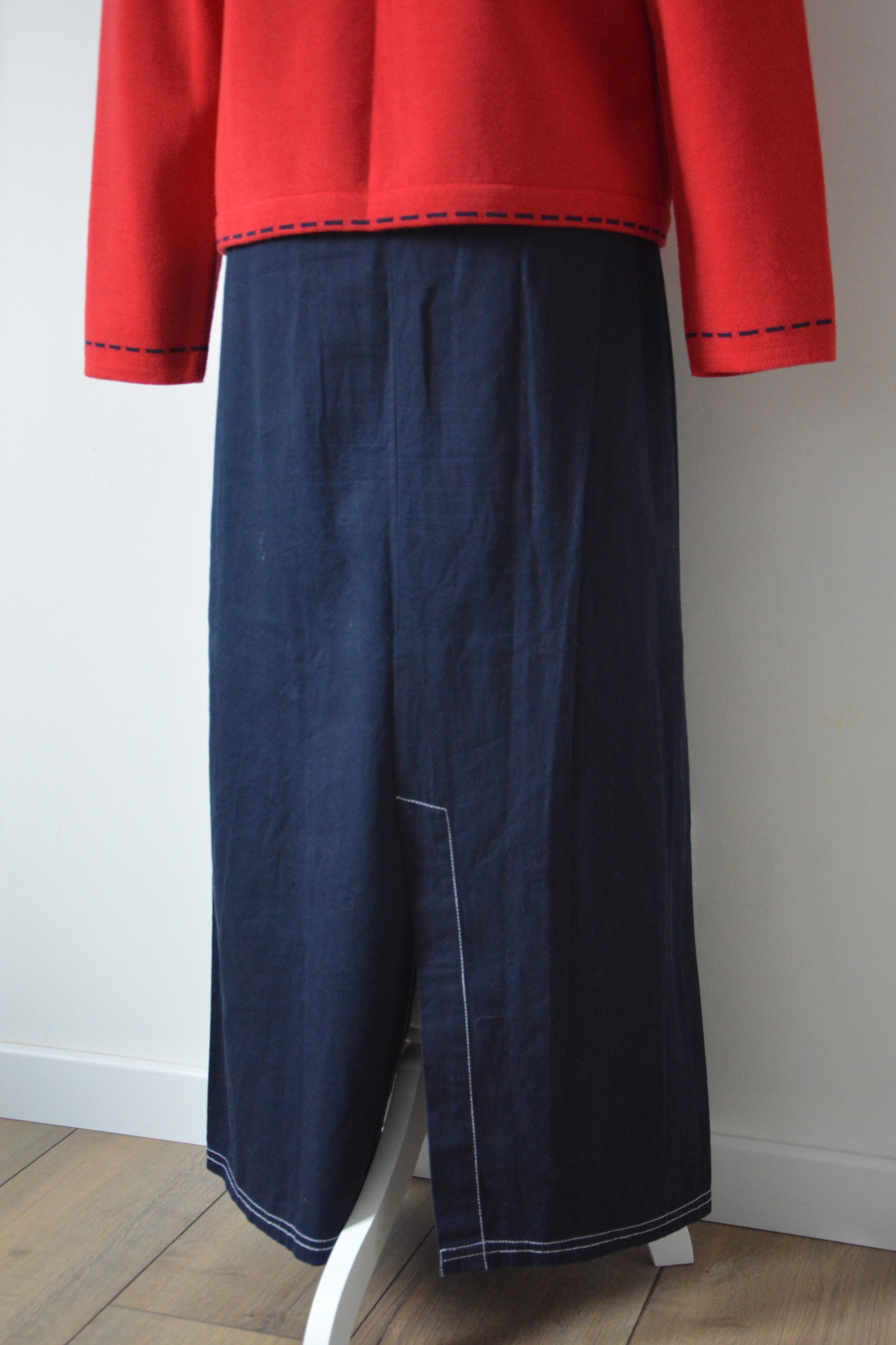 Jupe droite longue bleue marine