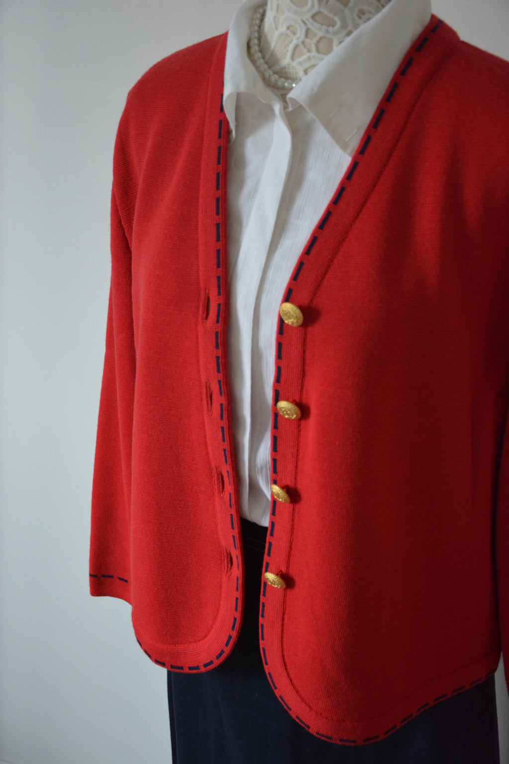 Cardigan rouge en laine - Fabriqué en France