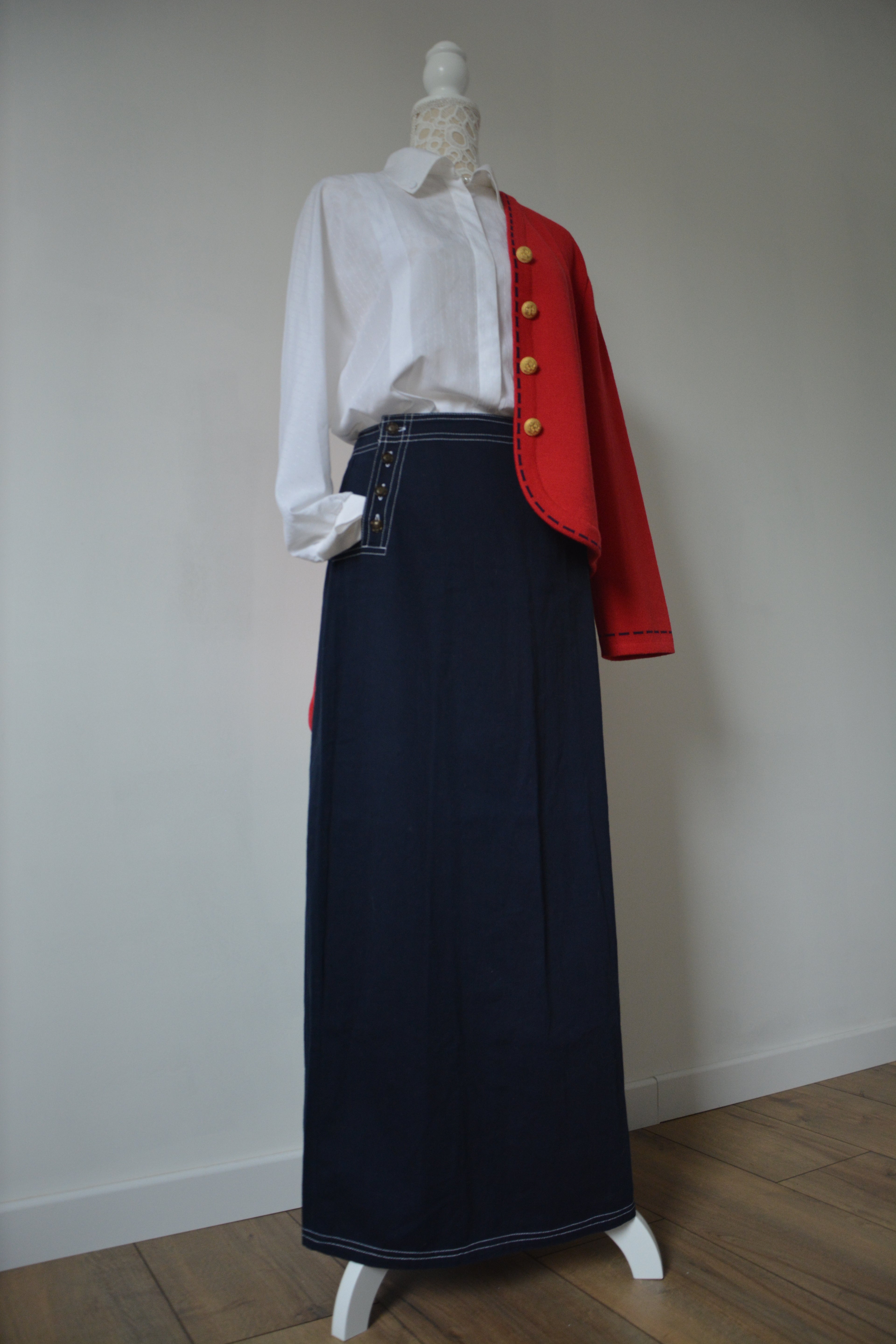 Jupe droite longue bleue marine