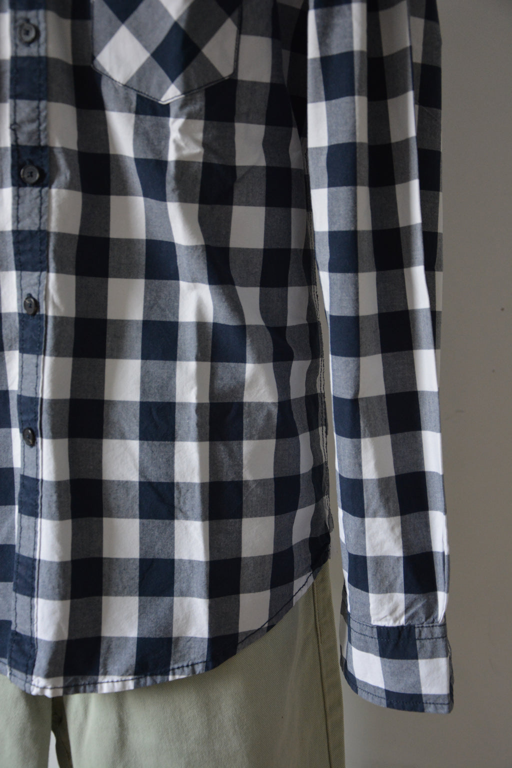 Chemise bleue marine à carreaux