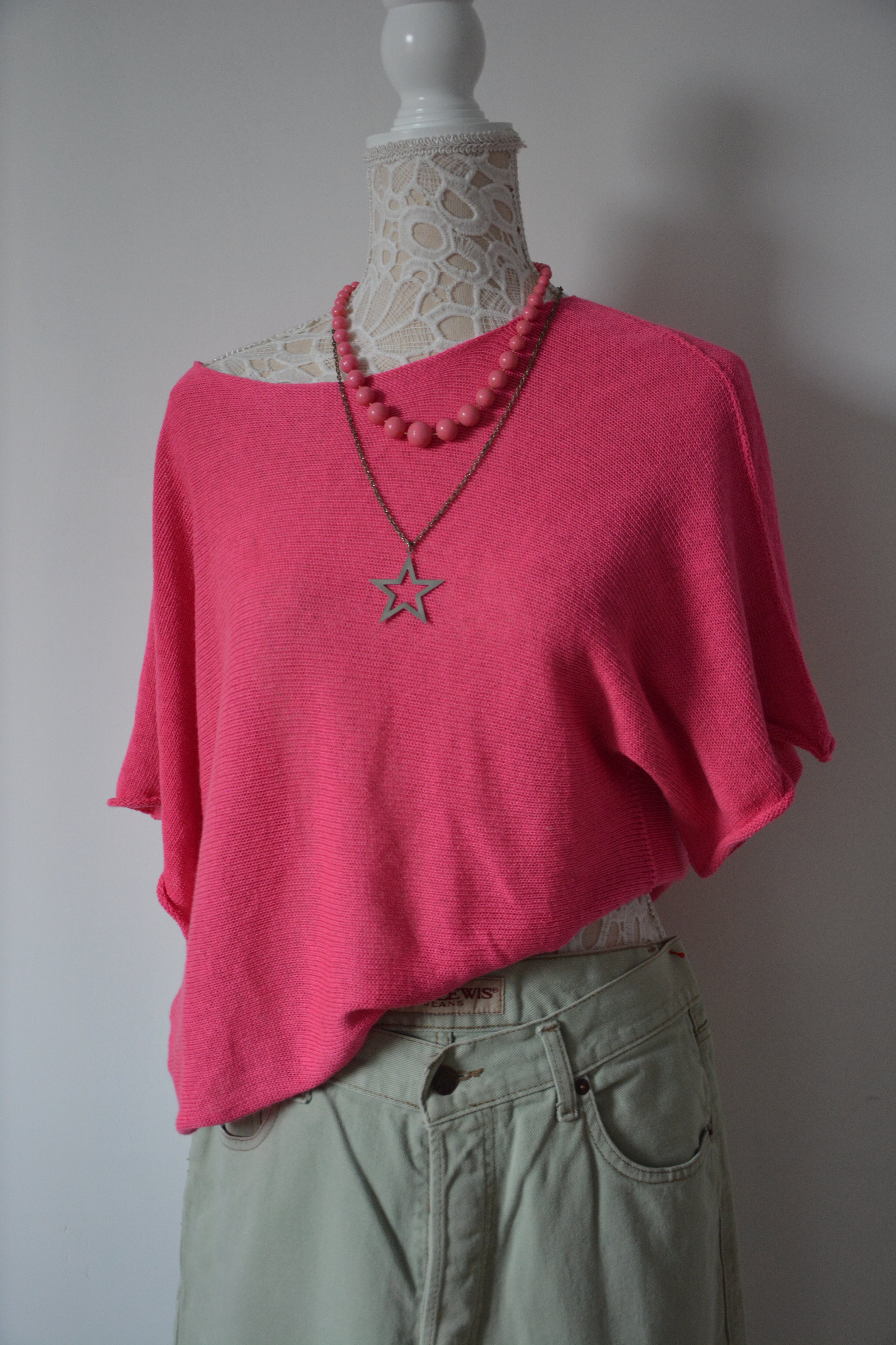 Top asymétrique rose fuchsia