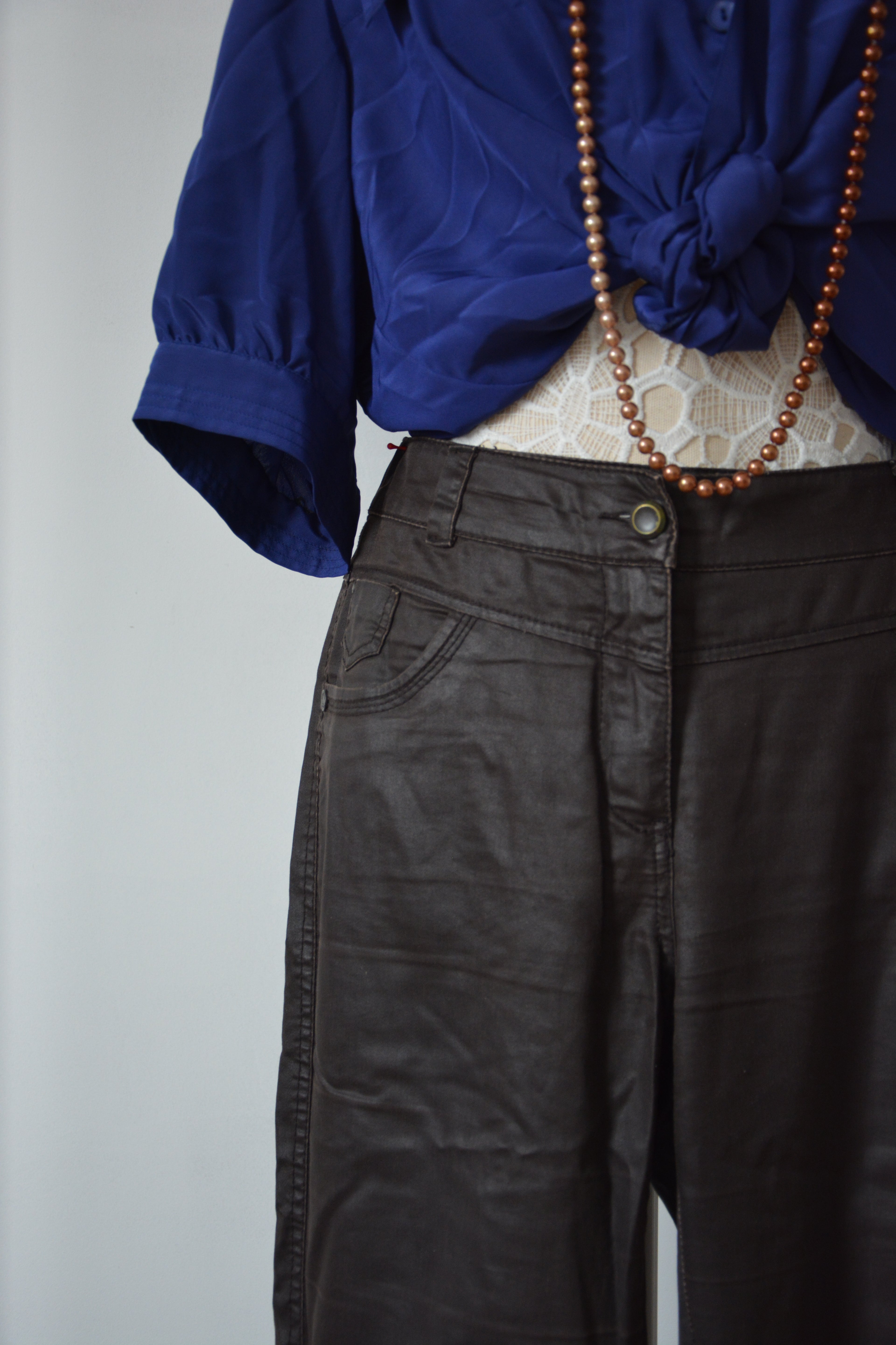 Pantalon similicuir marron