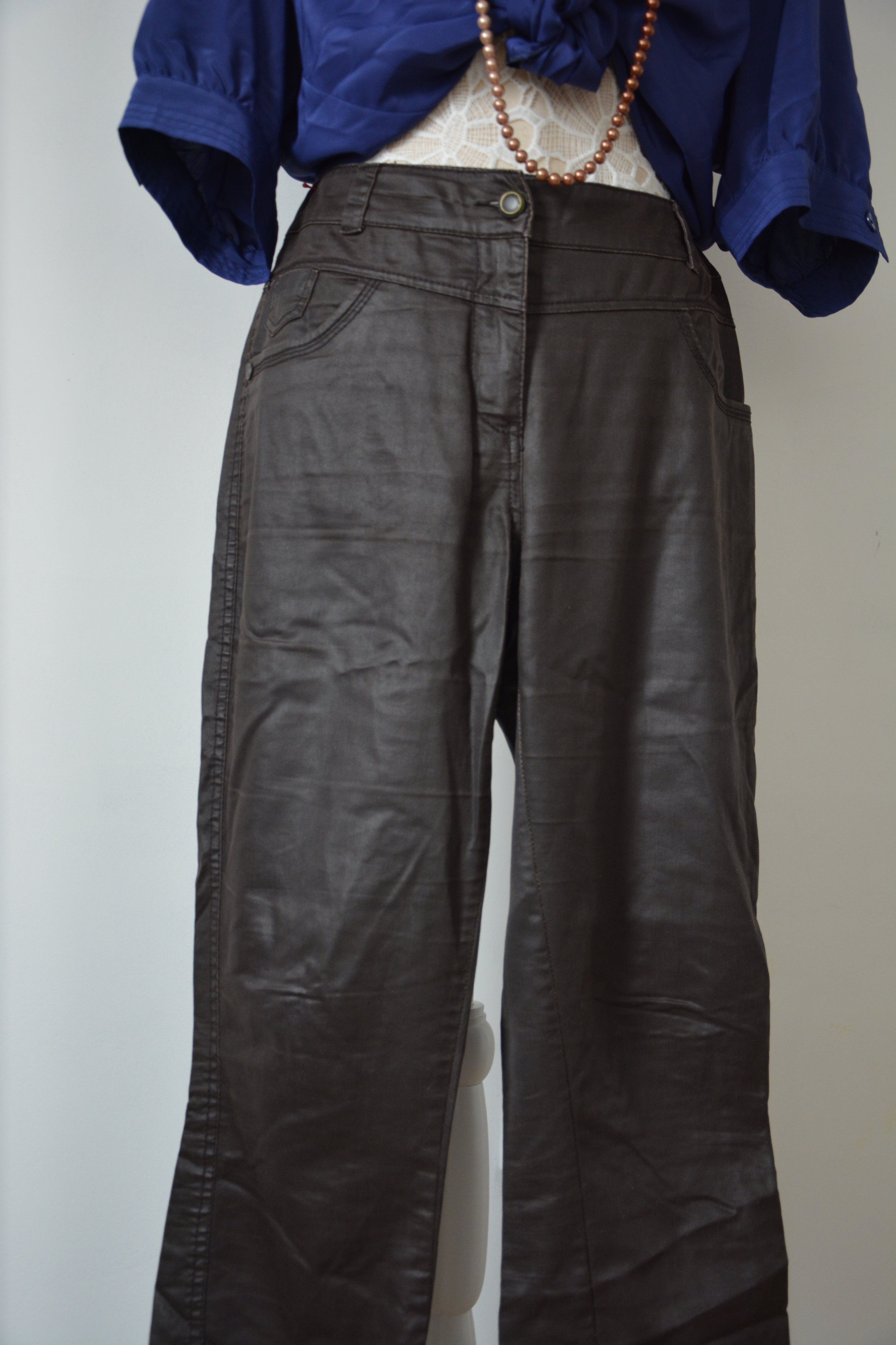 Pantalon similicuir marron