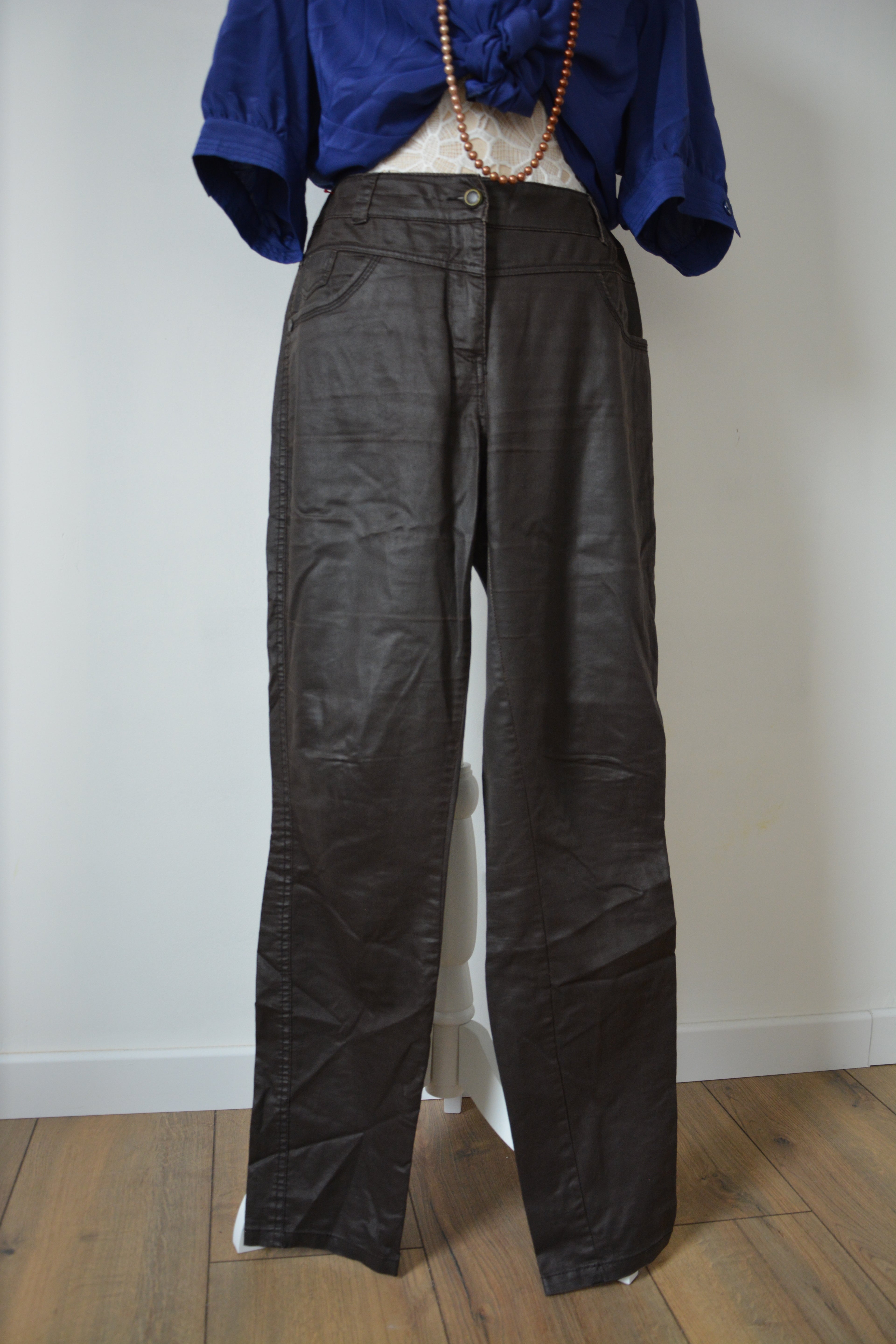 Pantalon similicuir marron