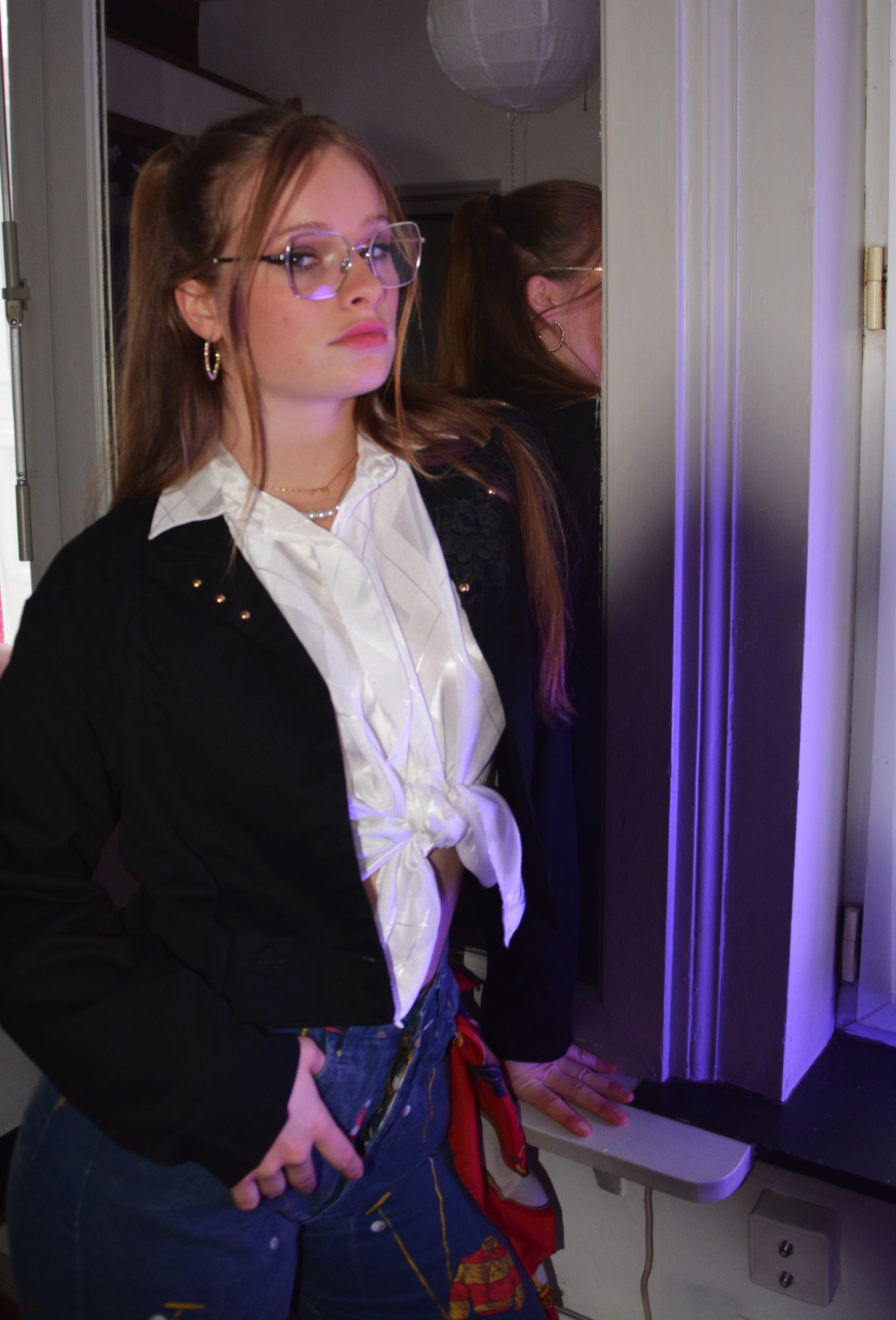 Blazer court noir à clous | création française