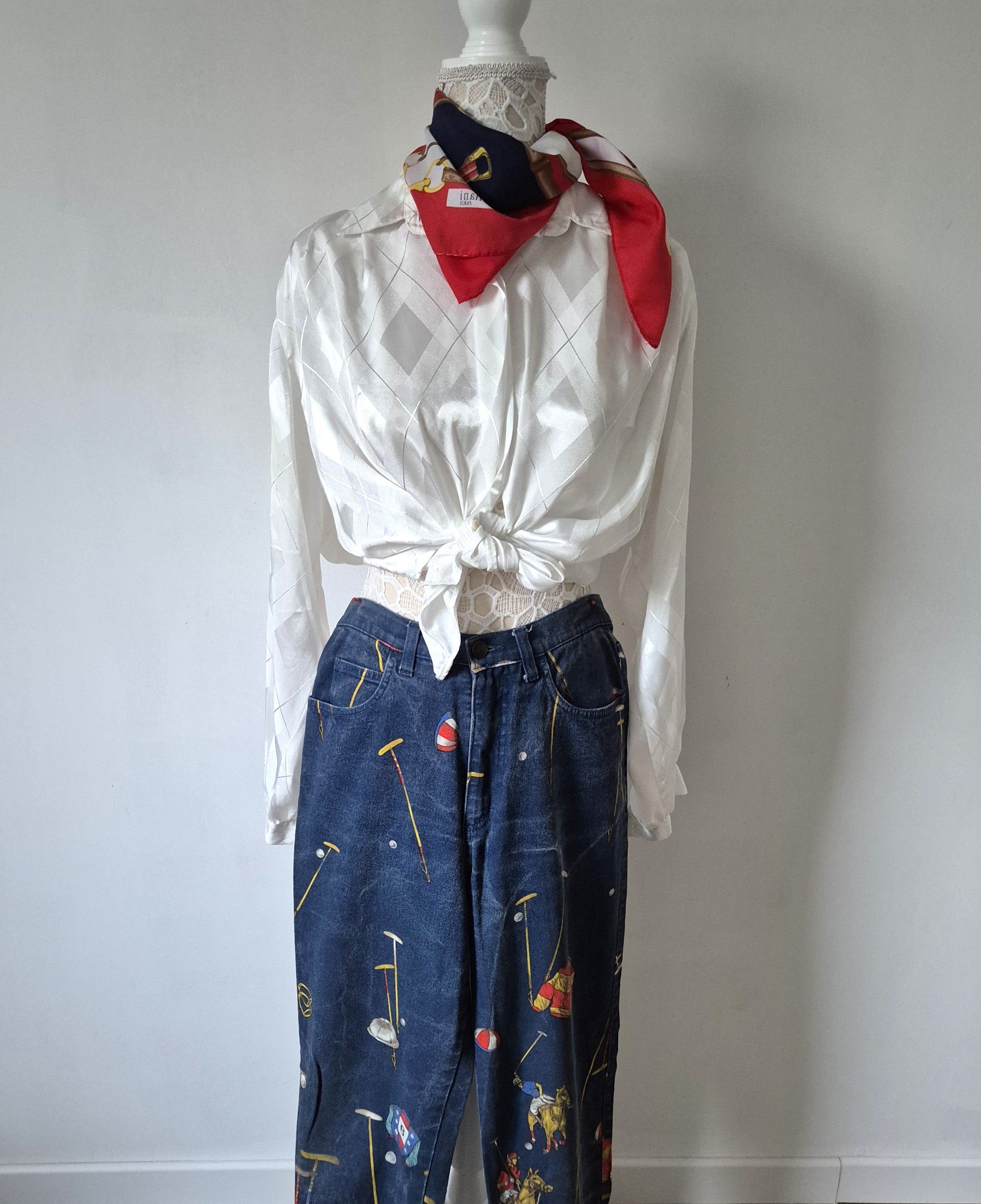 Jean imprimé joueurs de polo vintage