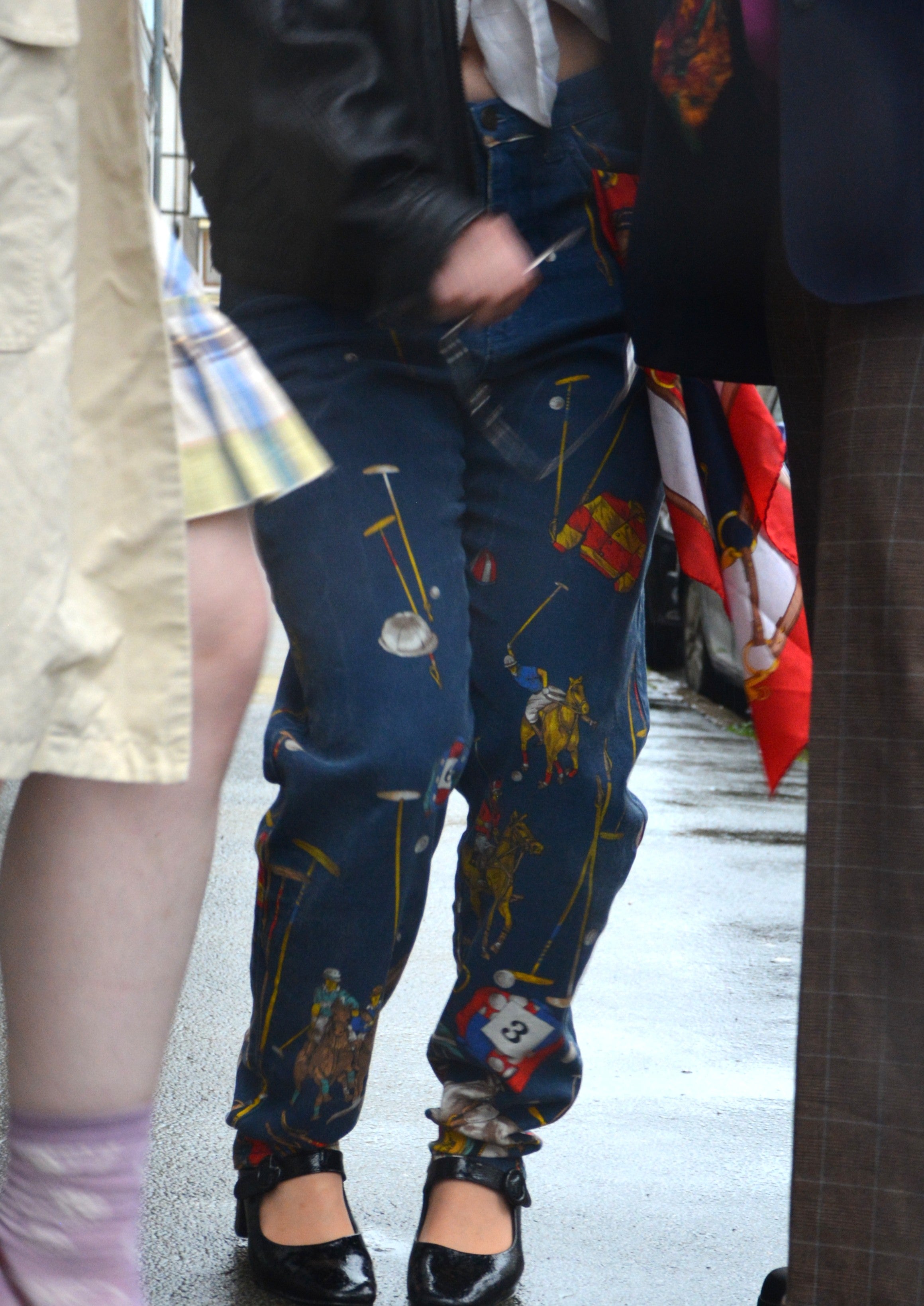 Jean imprimé joueurs de polo vintage