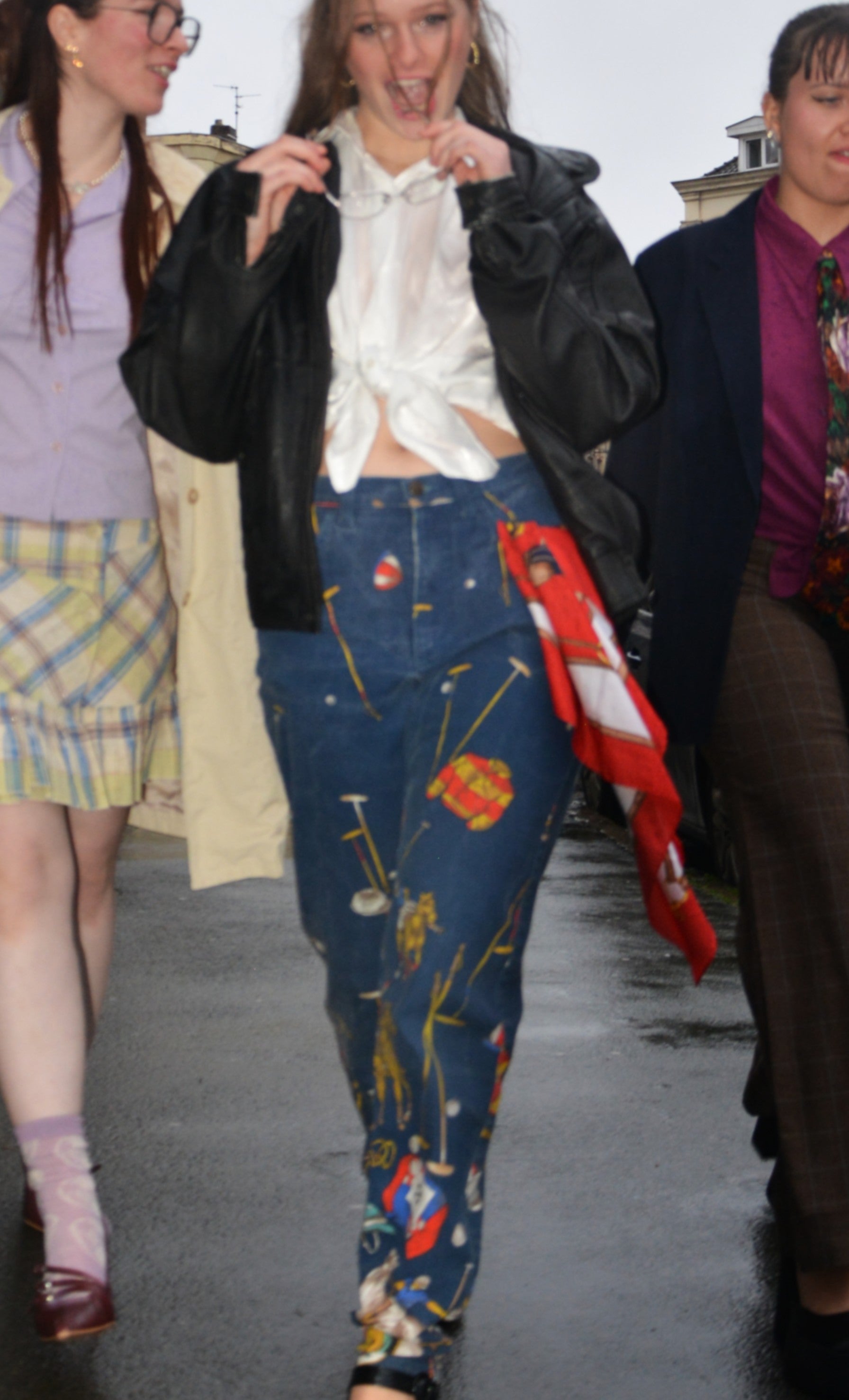 Jean imprimé joueurs de polo vintage