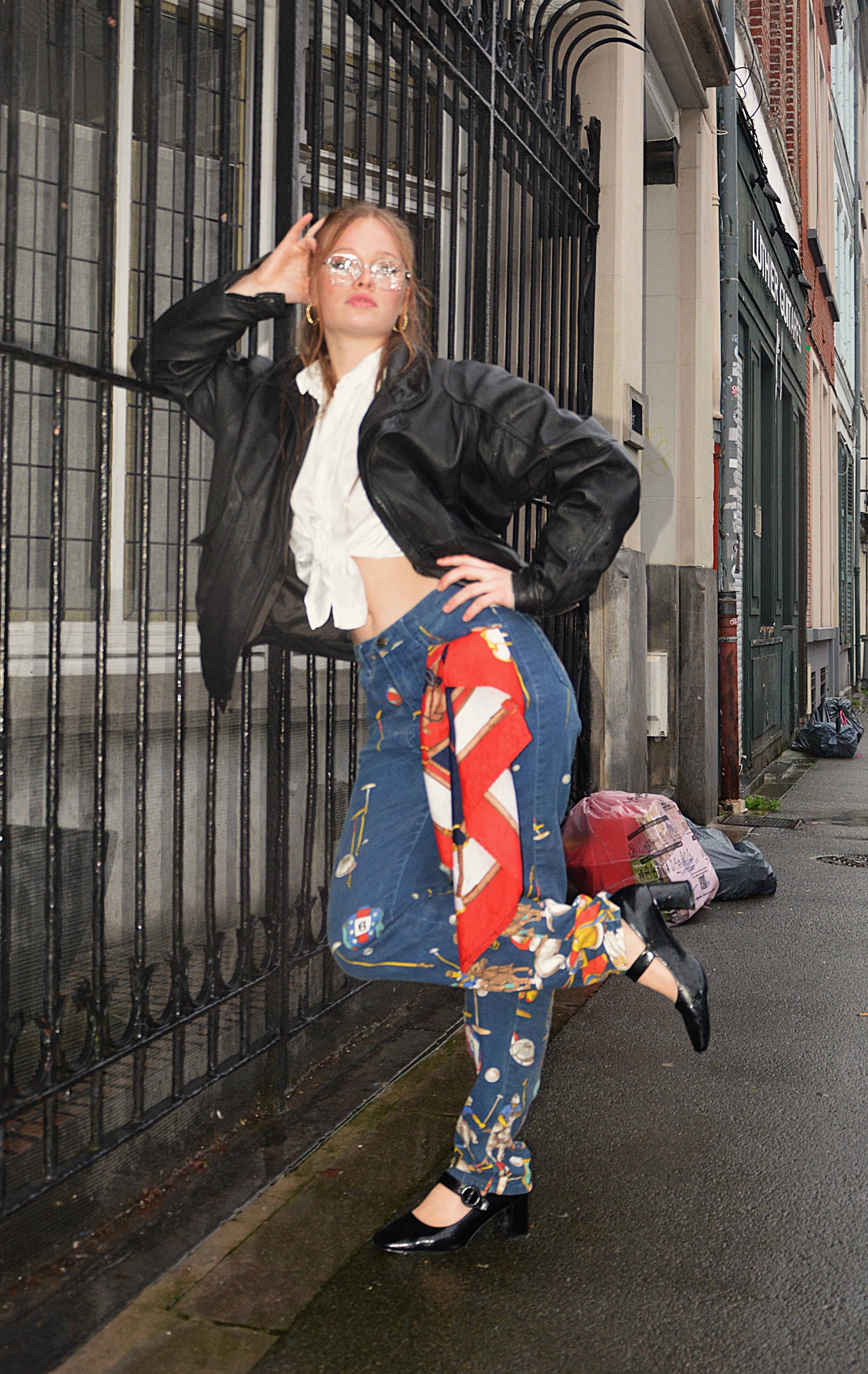 Veste en cuir synthétique oversize